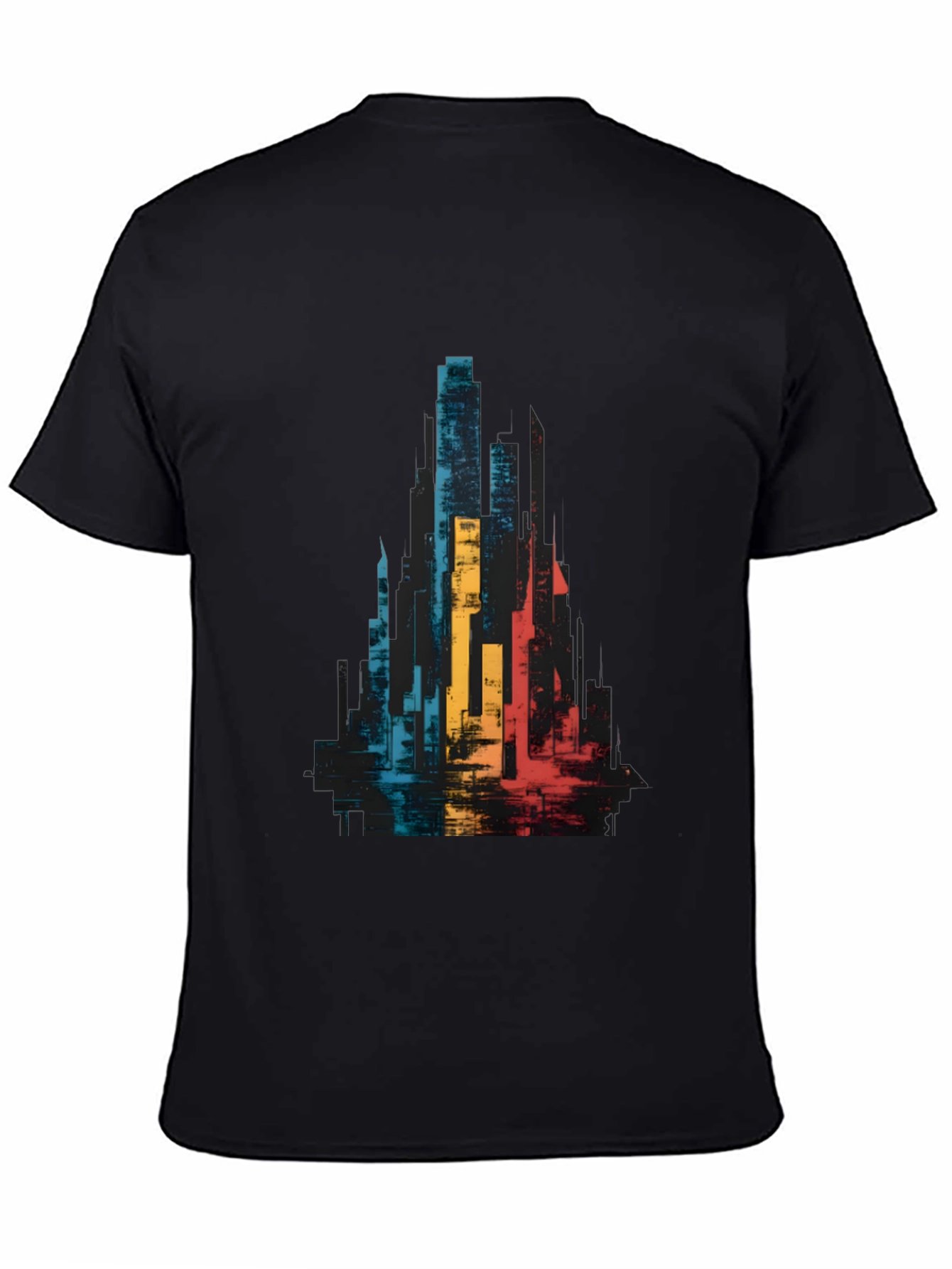 Abstract Cityscape Graphic Tee - Black Unisex T-Shirt