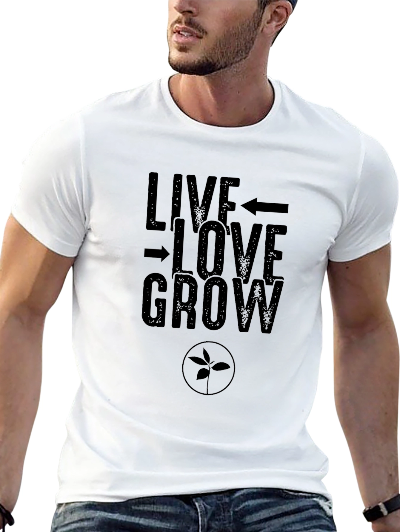 Live Love Grow Graphic Tee - Black Cotton T-Shirt