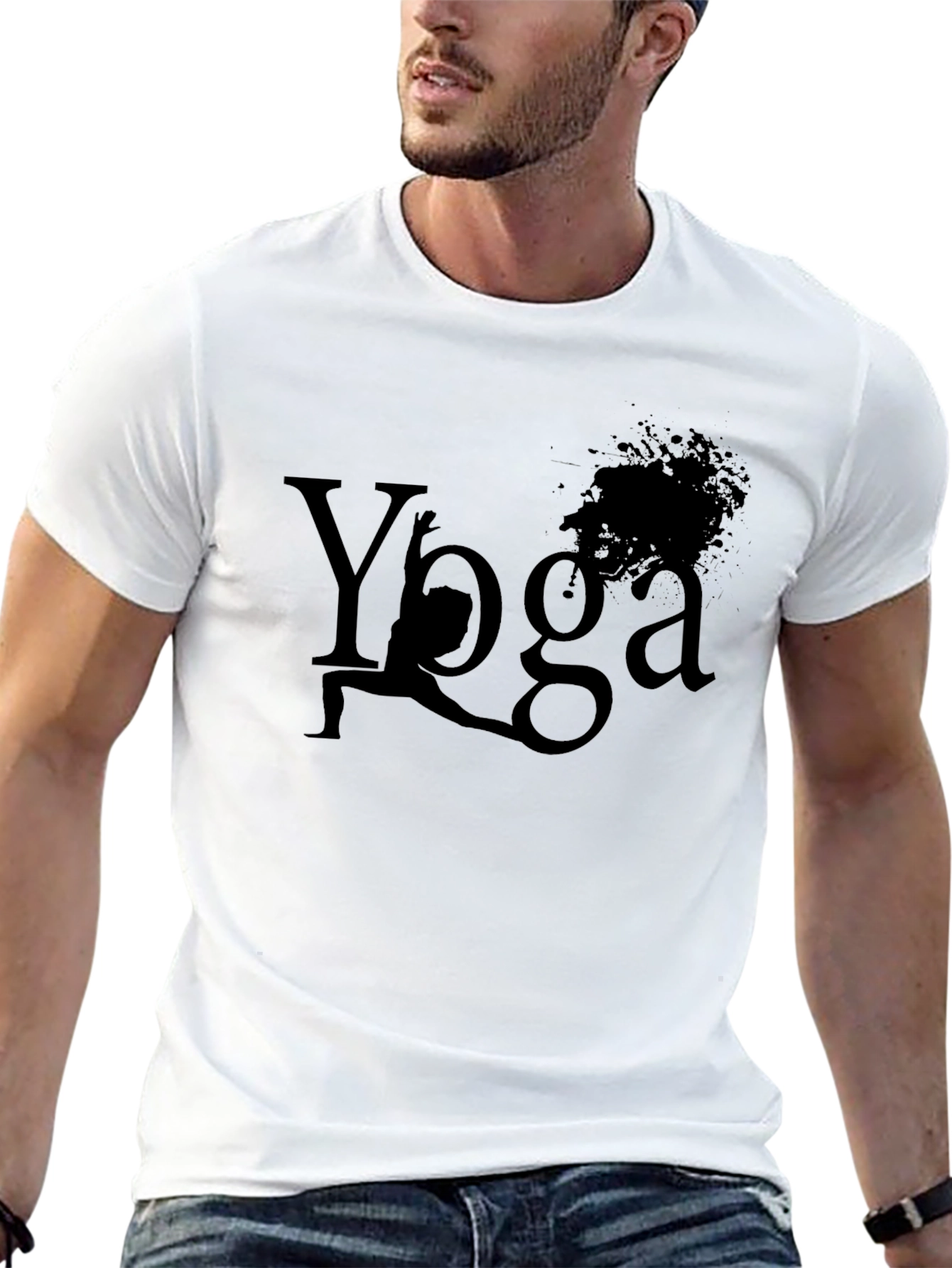 Yoga Pose Graphic Tee - Mens Black T-Shirt