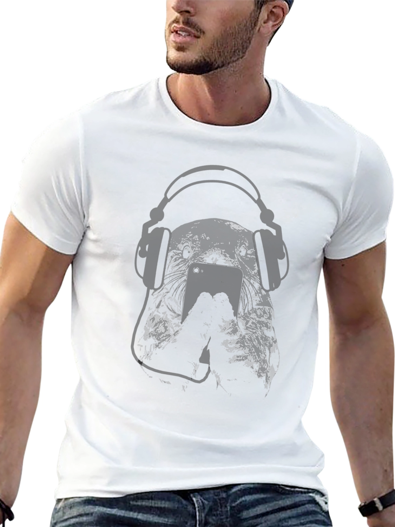DJ Dog Graphic Tee - Black Cotton T-Shirt