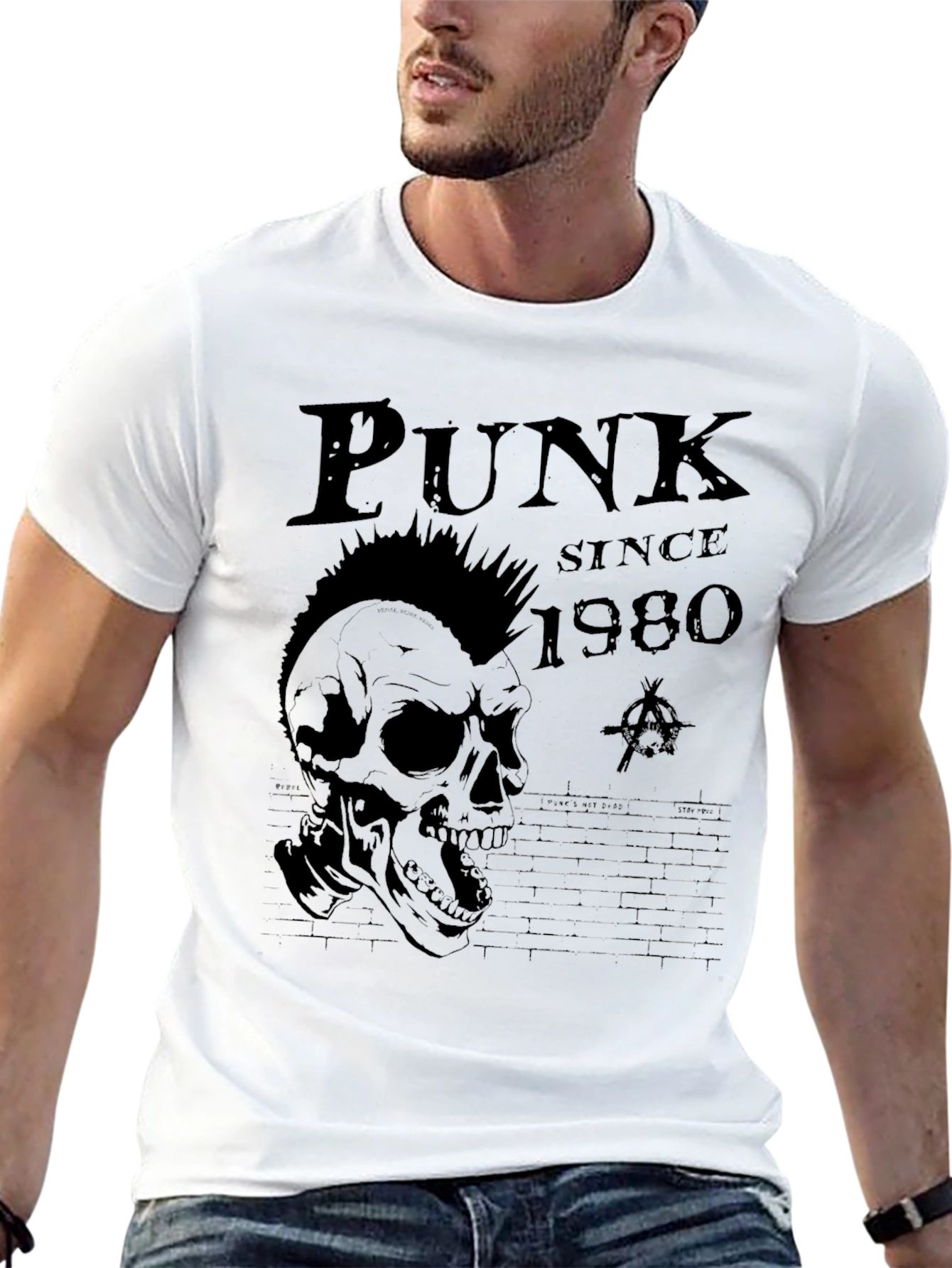 Punk Since 1980 Skull T-Shirt - Black Graphic Tee