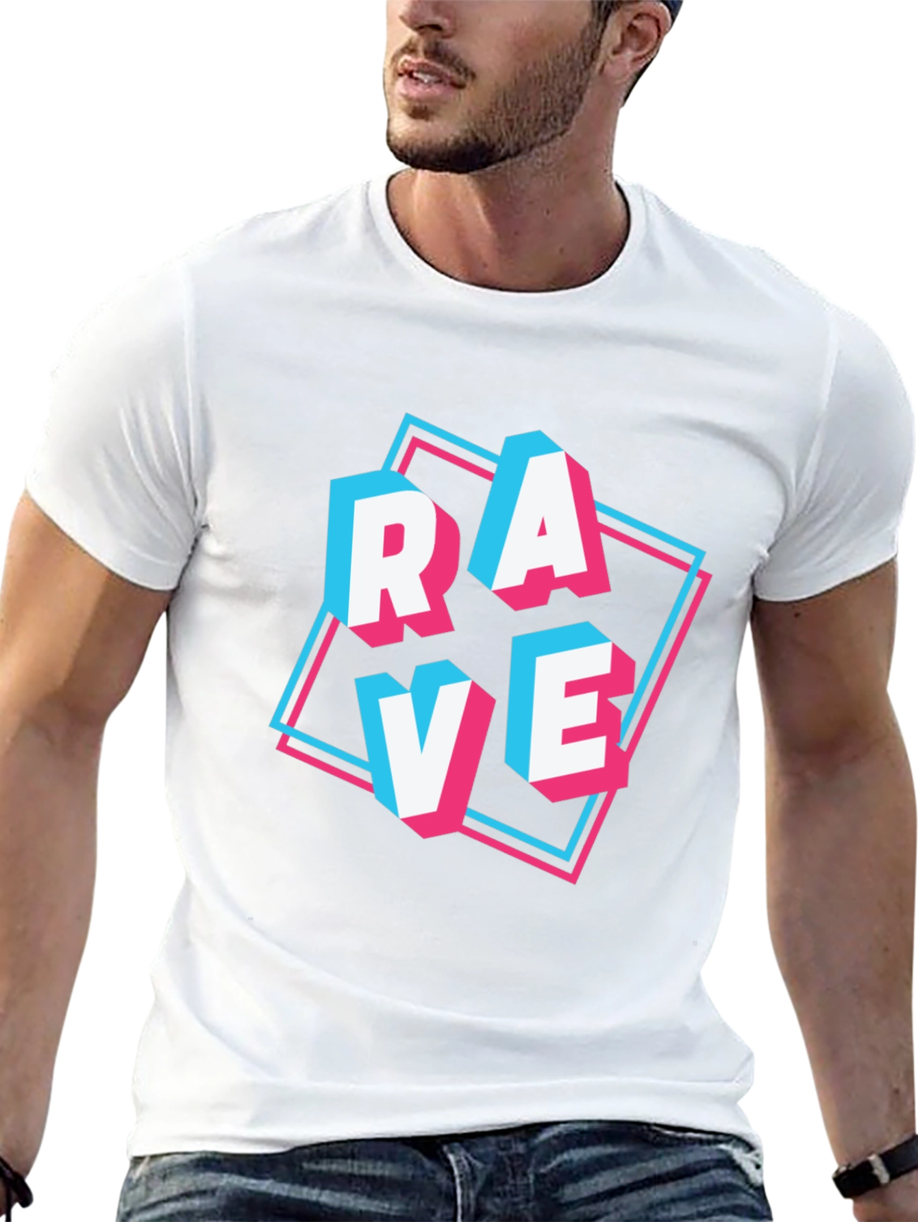 Rave Graphic Tee - Black Cotton Blend T-Shirt
