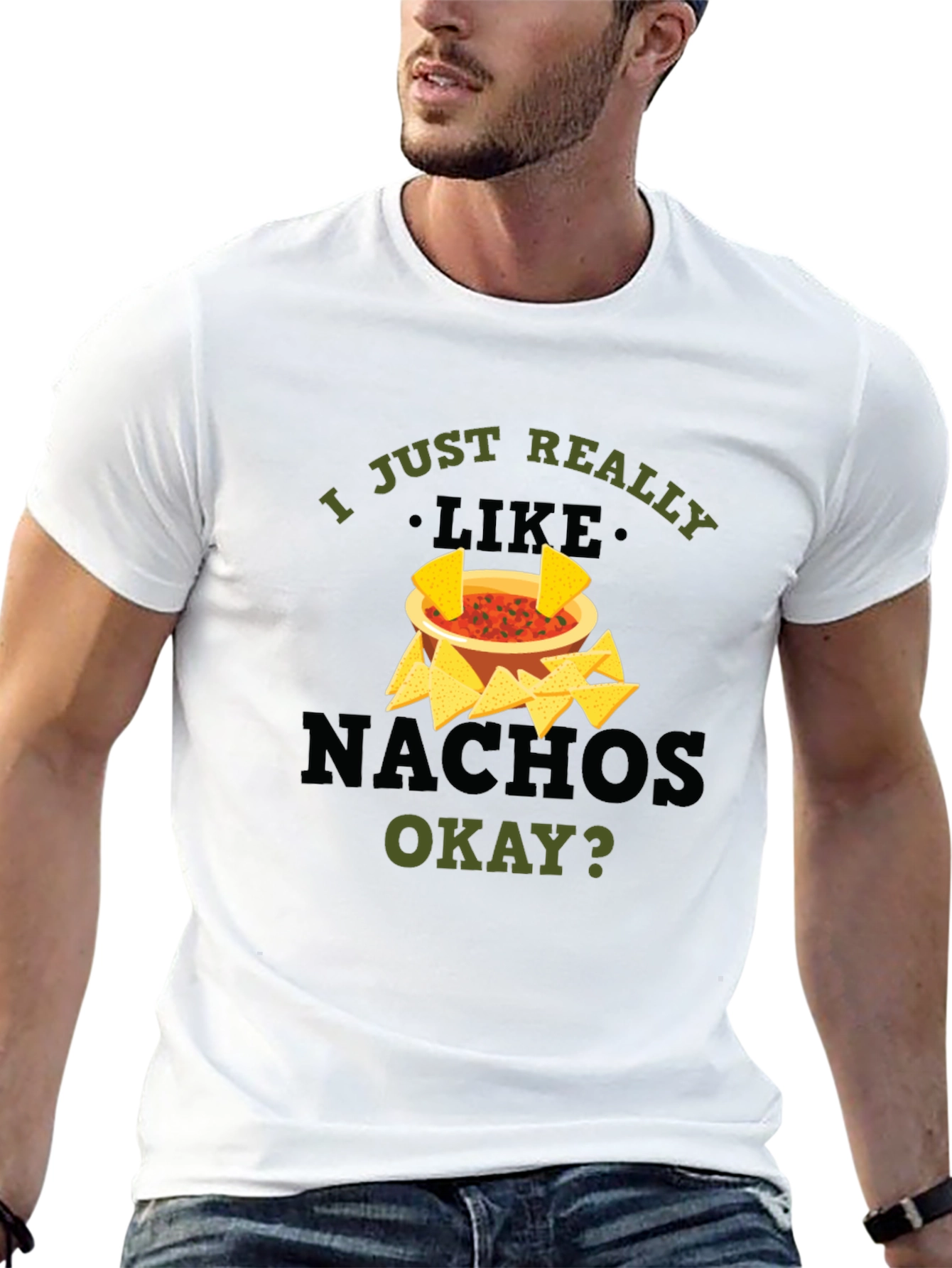 I Just Really Like Nachos Black Graphic T-Shirt
