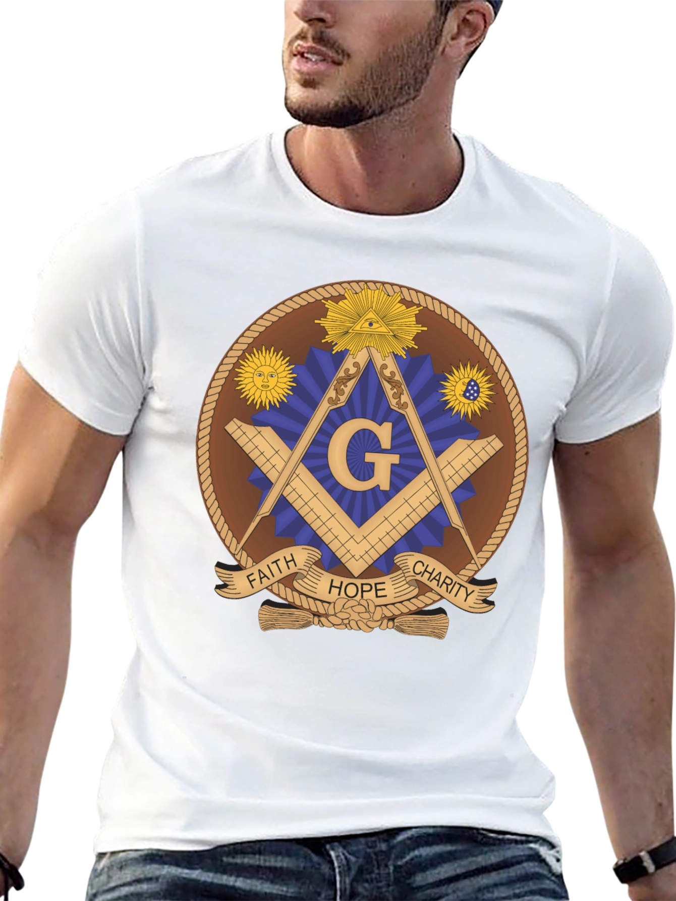 Masonic T-Shirt - Faith Hope Charity Design