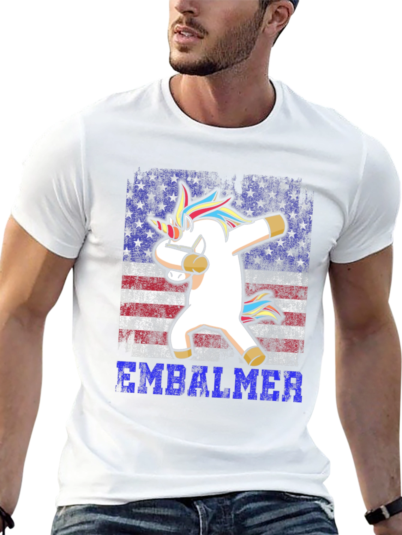 Embalmer Unicorn Dabbing Patriotic T-Shirt