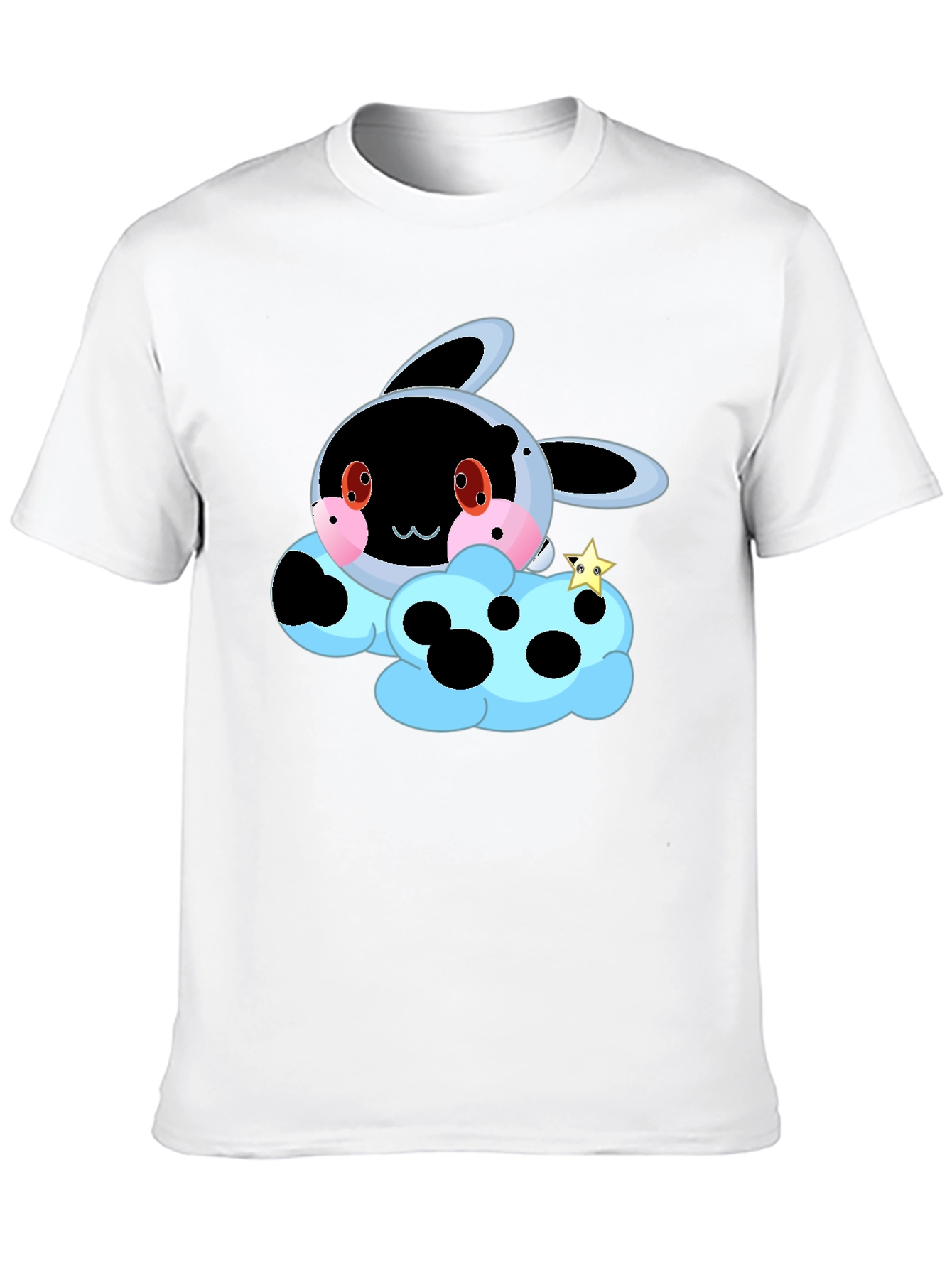 Cute Cartoon Cloud T-Shirt - Black