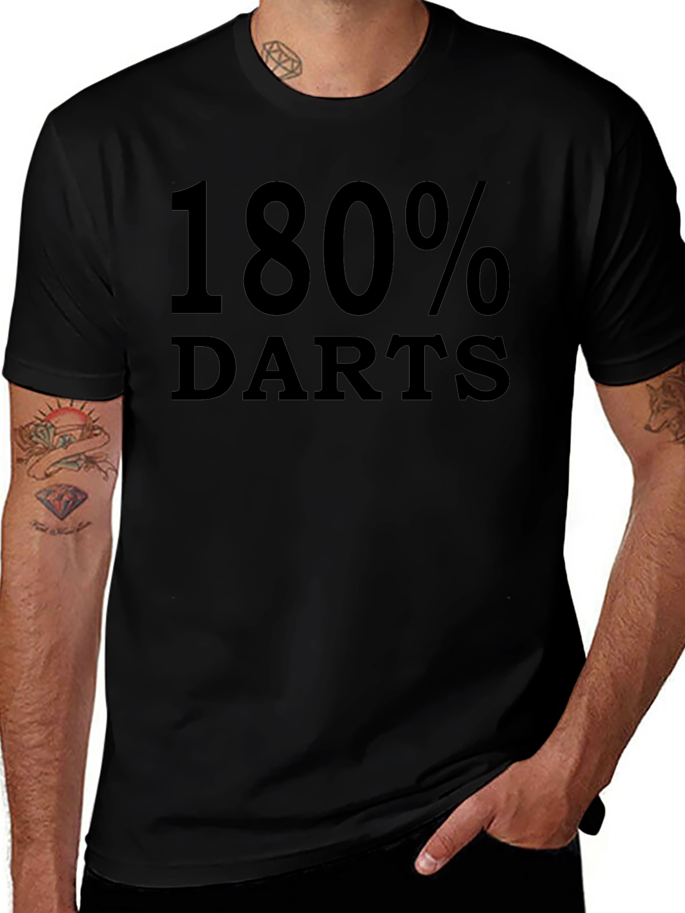 180% Darts Black T-Shirt - Dart Player Apparel
