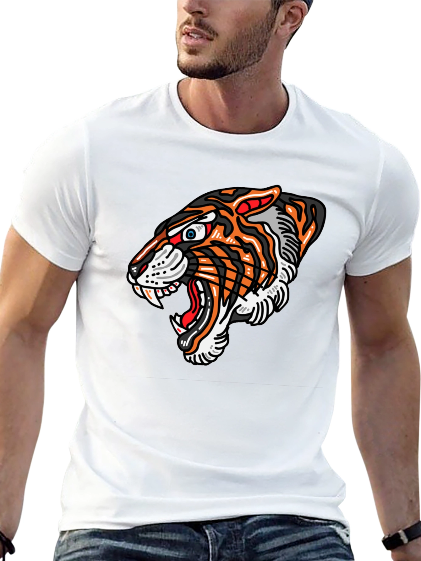 Tiger Graphic Print Black T-Shirt