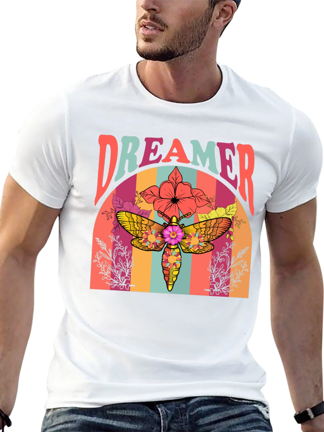 Dreamer Moth Graphic T-Shirt - Retro Style