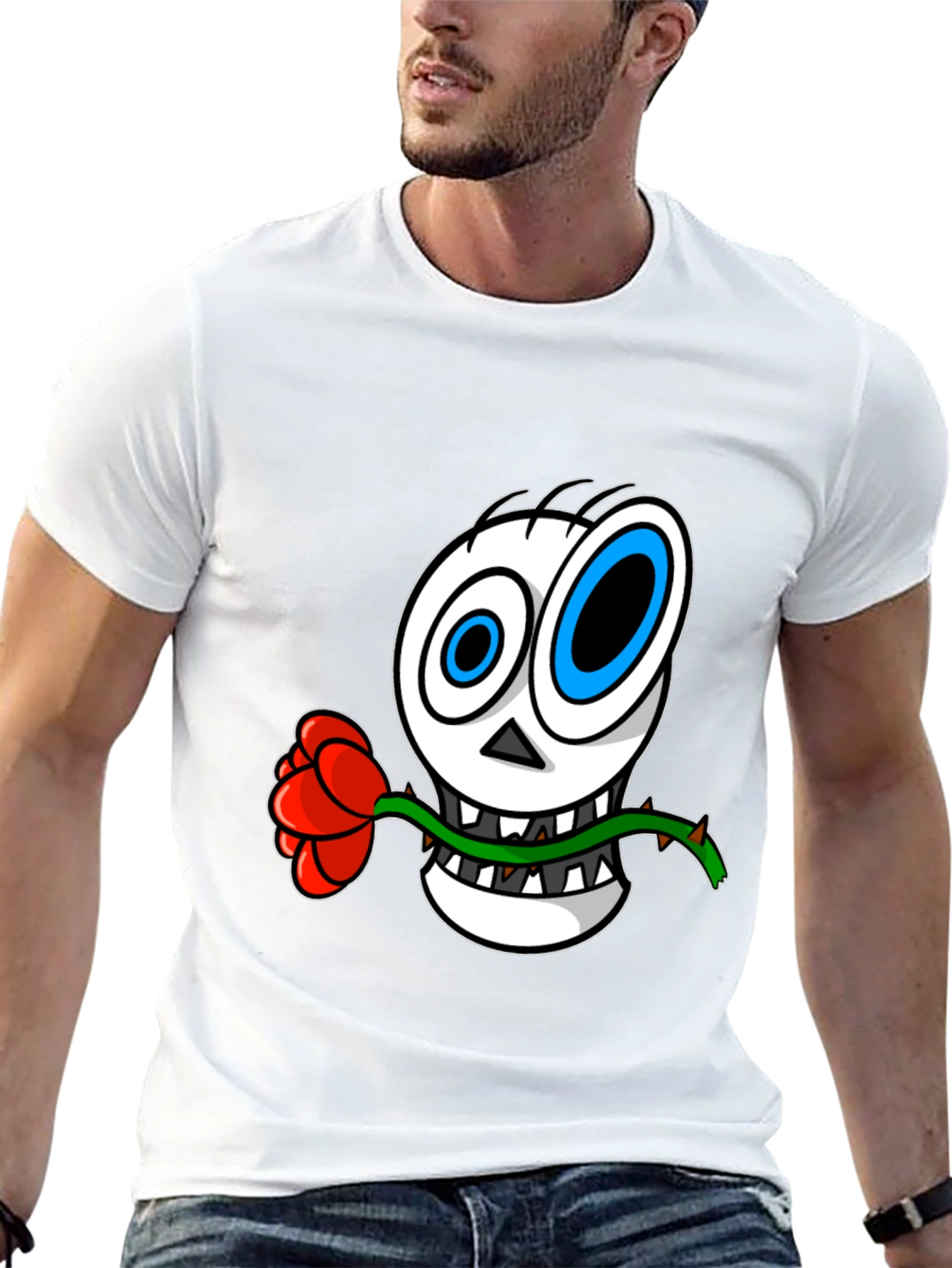 Skull Rose Graphic T-Shirt - Mens Black Tee