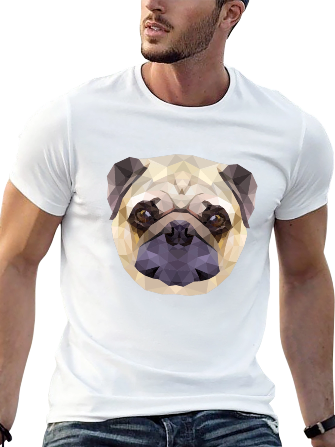 Geometric Pug Graphic Tee - Modern Dog Lovers T-Shirt