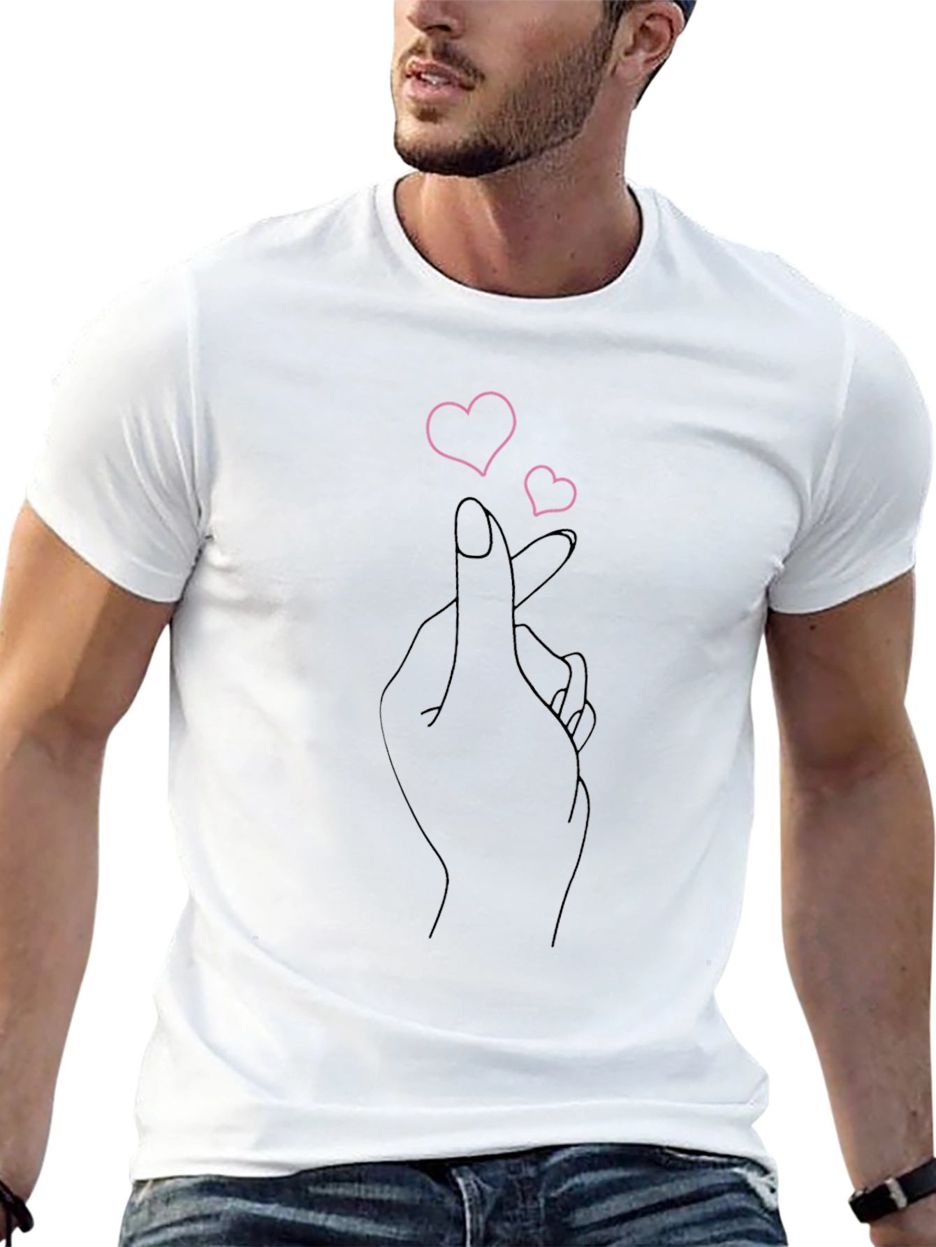 Heart Fingers Graphic Tee - Stylish Black T-Shirt