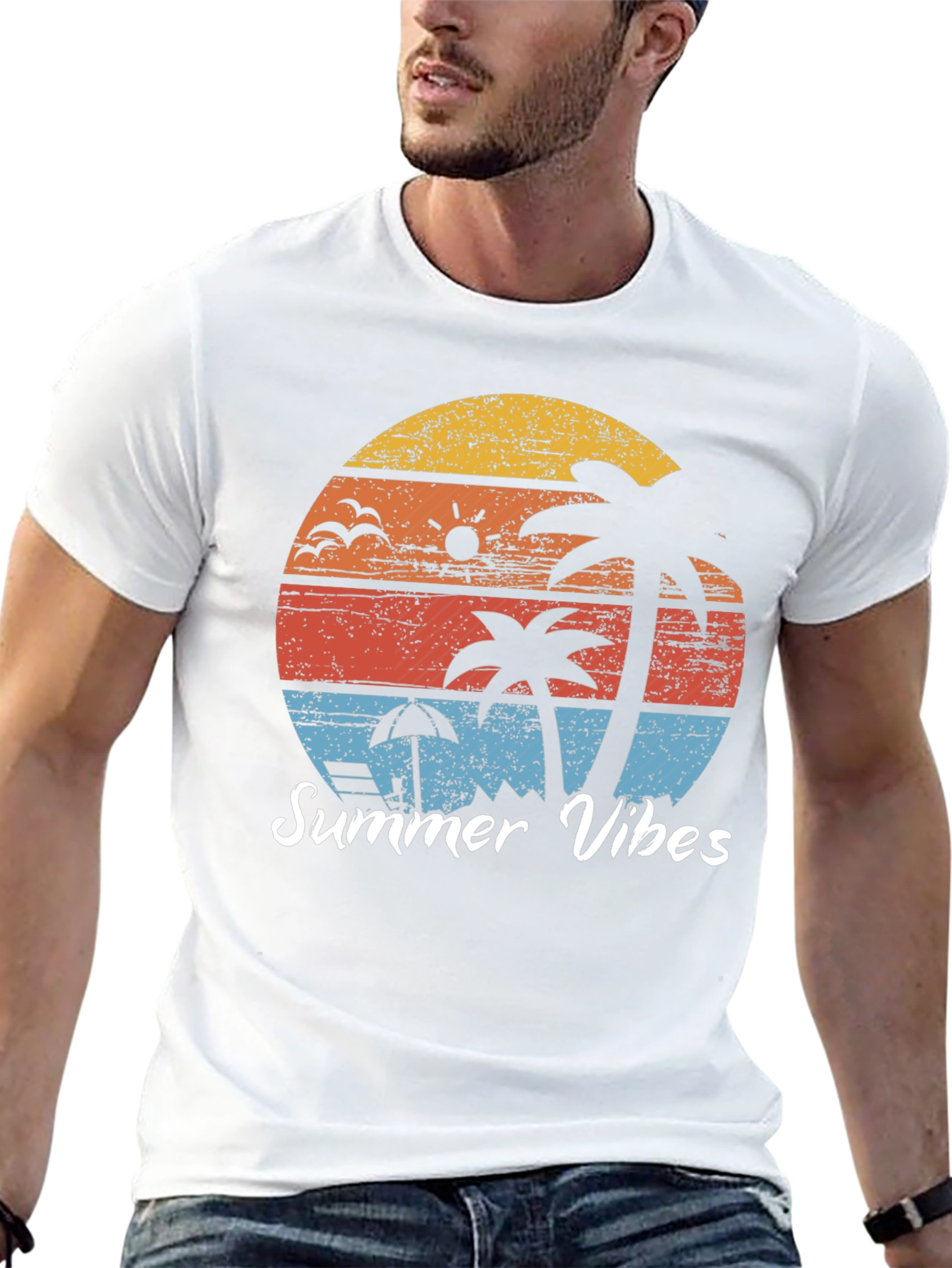 Summer Vibes Graphic Tee - Retro Beach Design