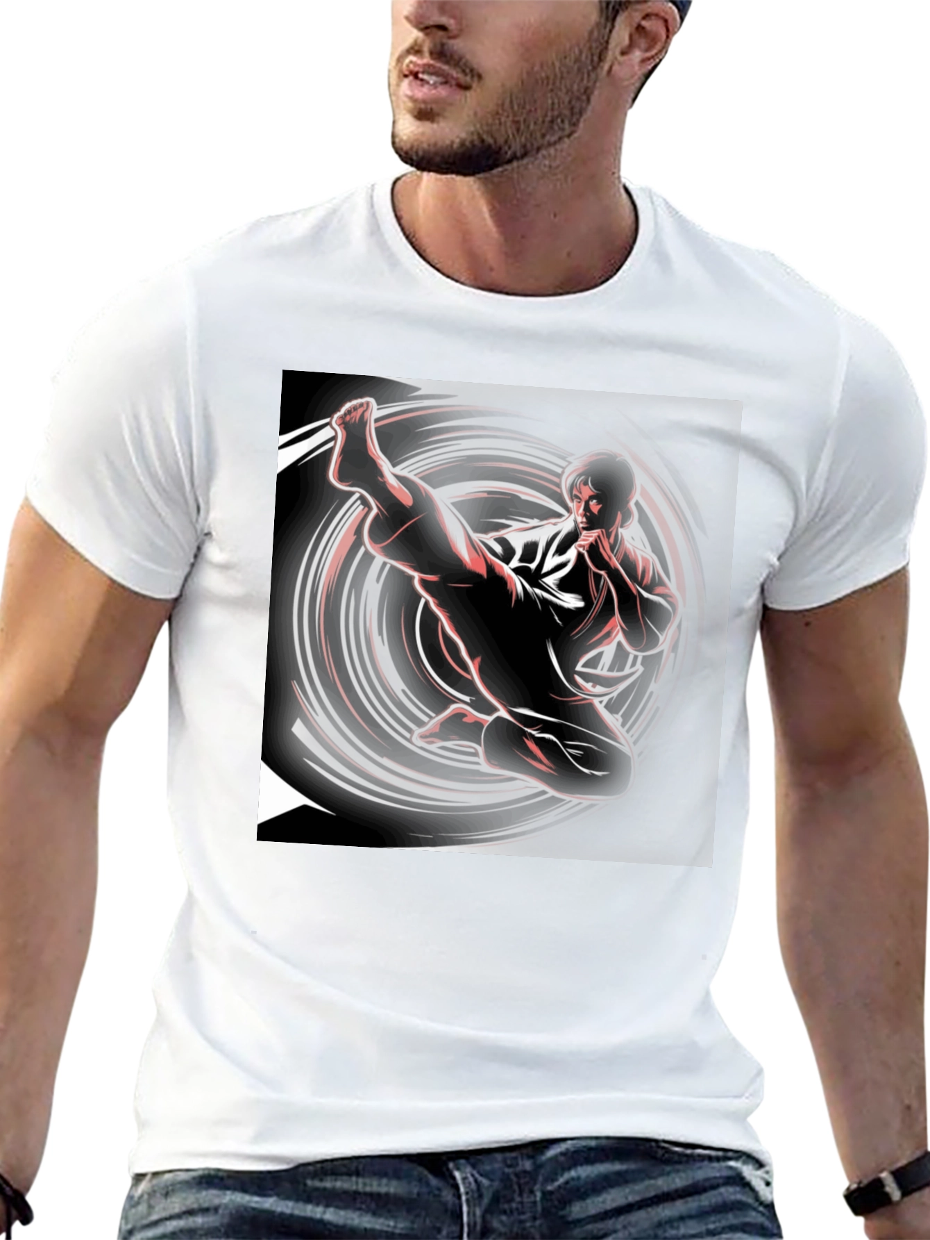 Karate Kick Graphic Black T-Shirt