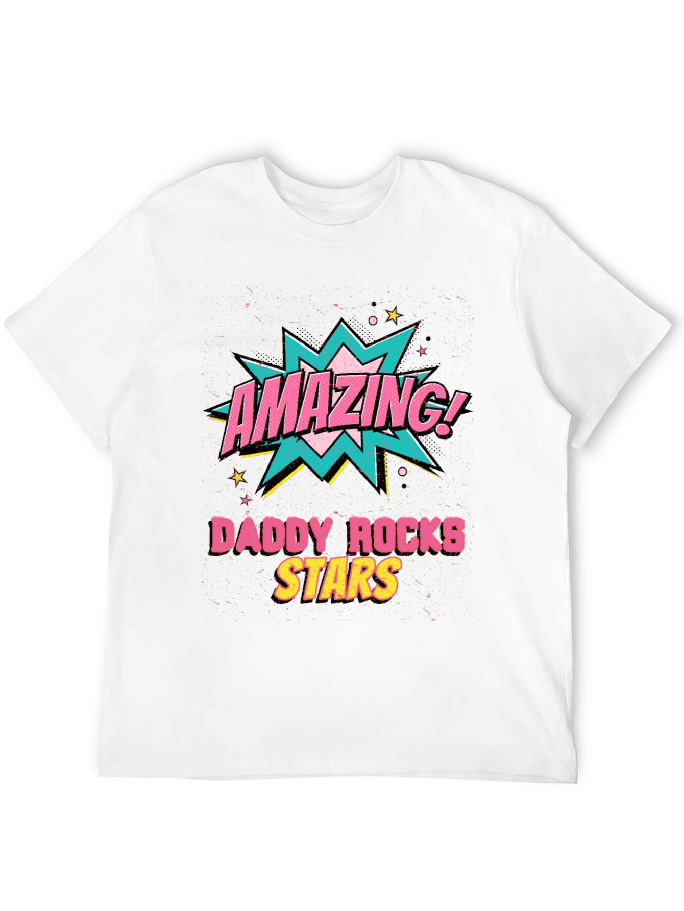 Amazing Daddy Rocks Stars Graphic T-Shirt - Black