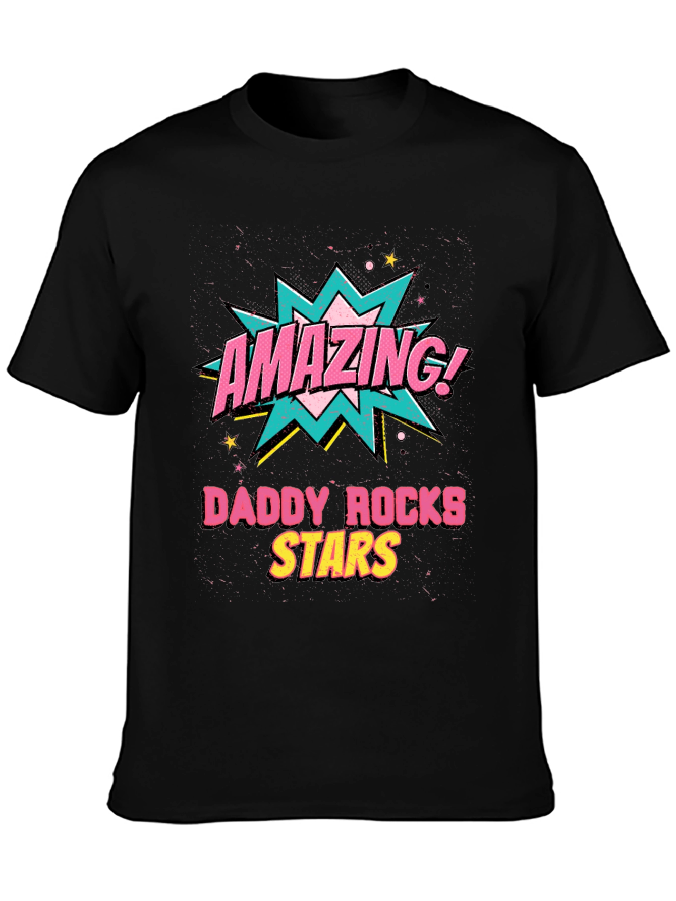 Amazing Daddy Rocks Stars Graphic T-Shirt - Black