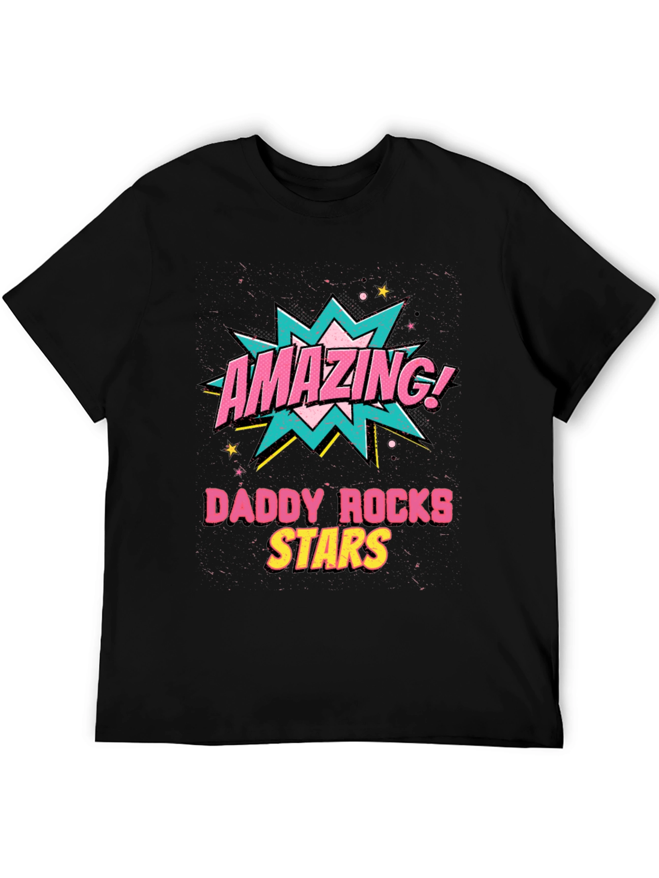 Amazing Daddy Rocks Stars Graphic T-Shirt - Black