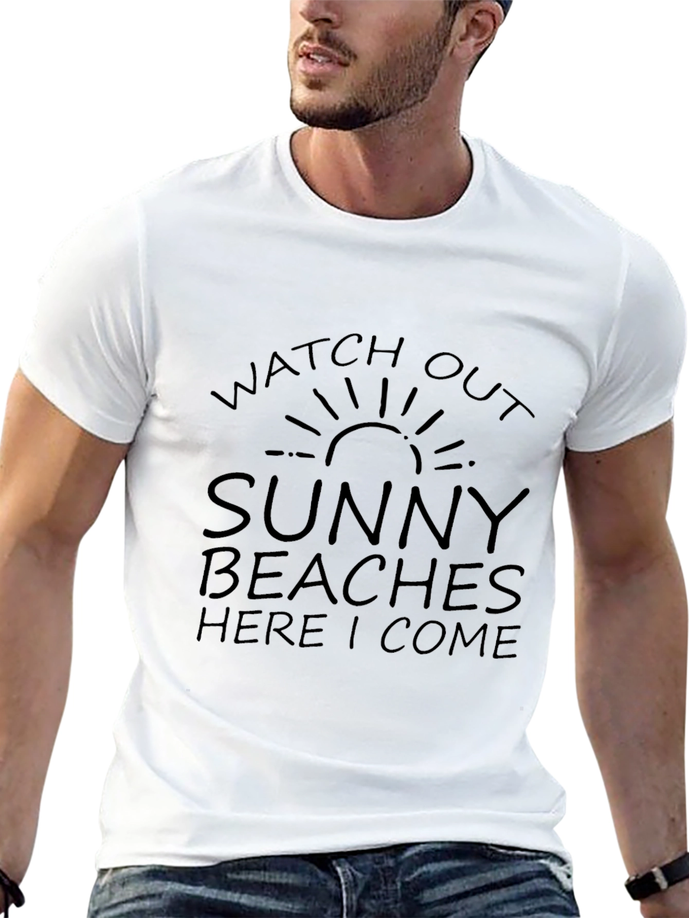 Sunny Beaches T-Shirt - Black Graphic Tee