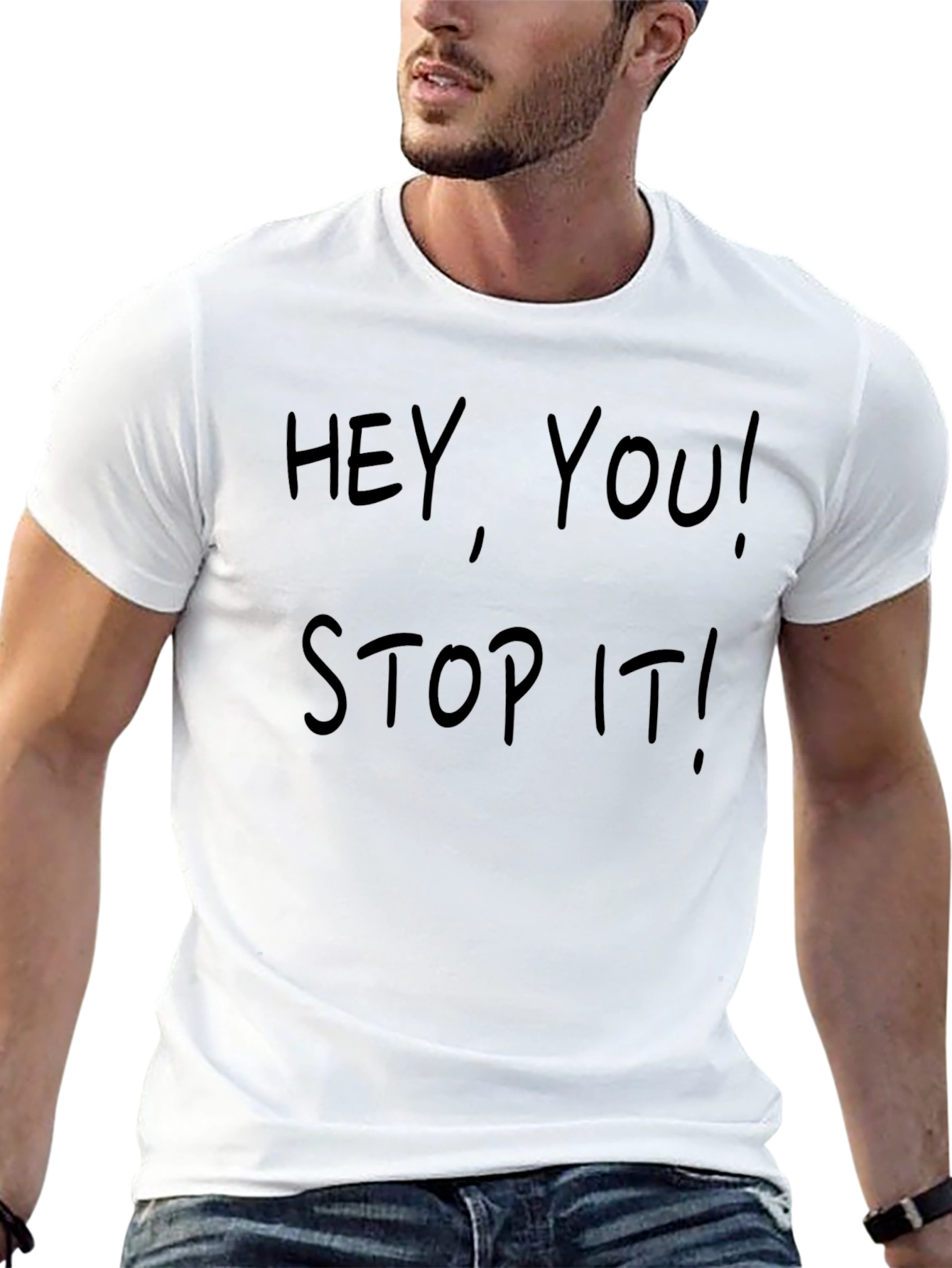 Hey You Stop It! Mens Black T-Shirt