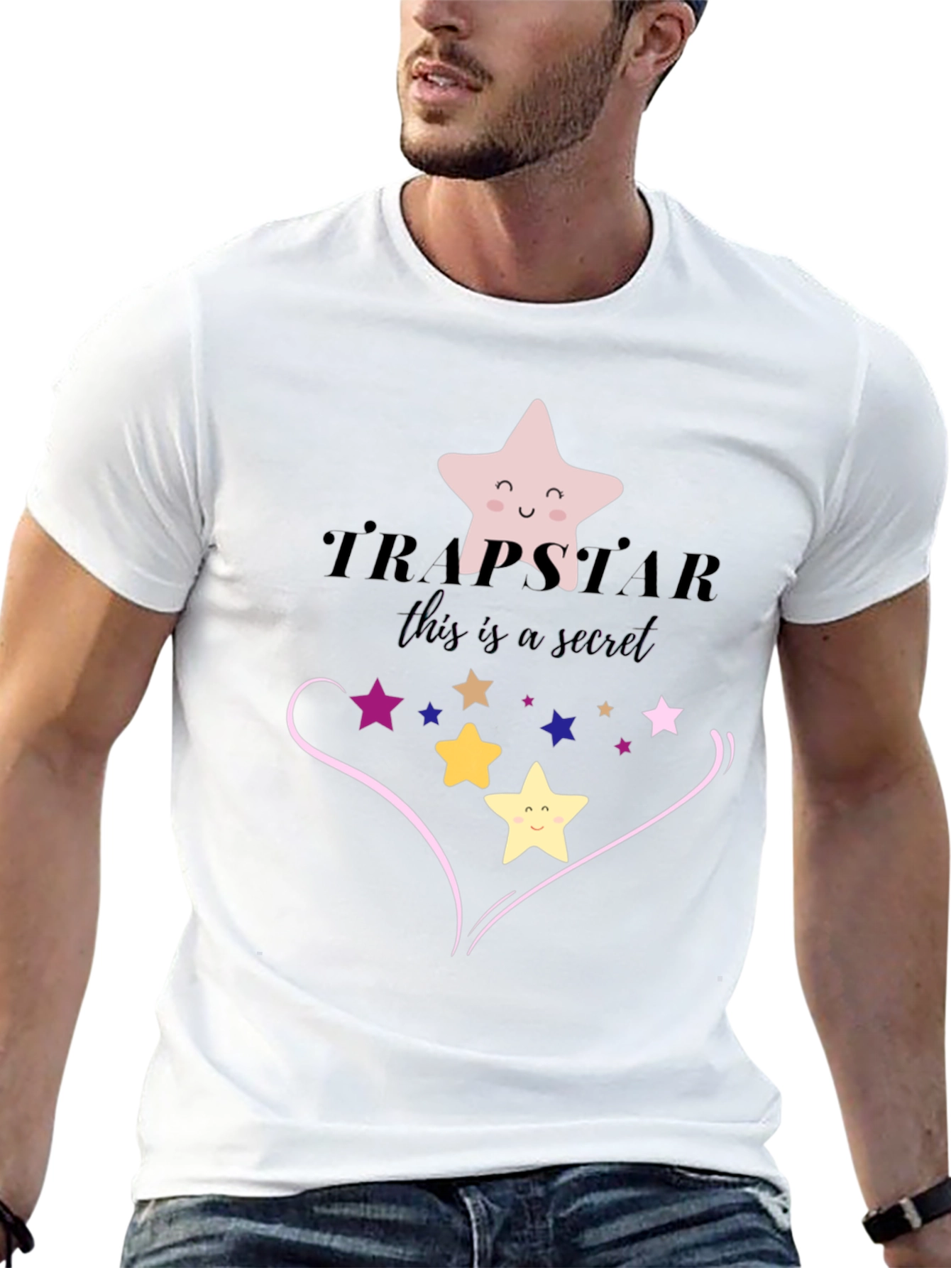 Trapsatar Black T-Shirt with Star Design