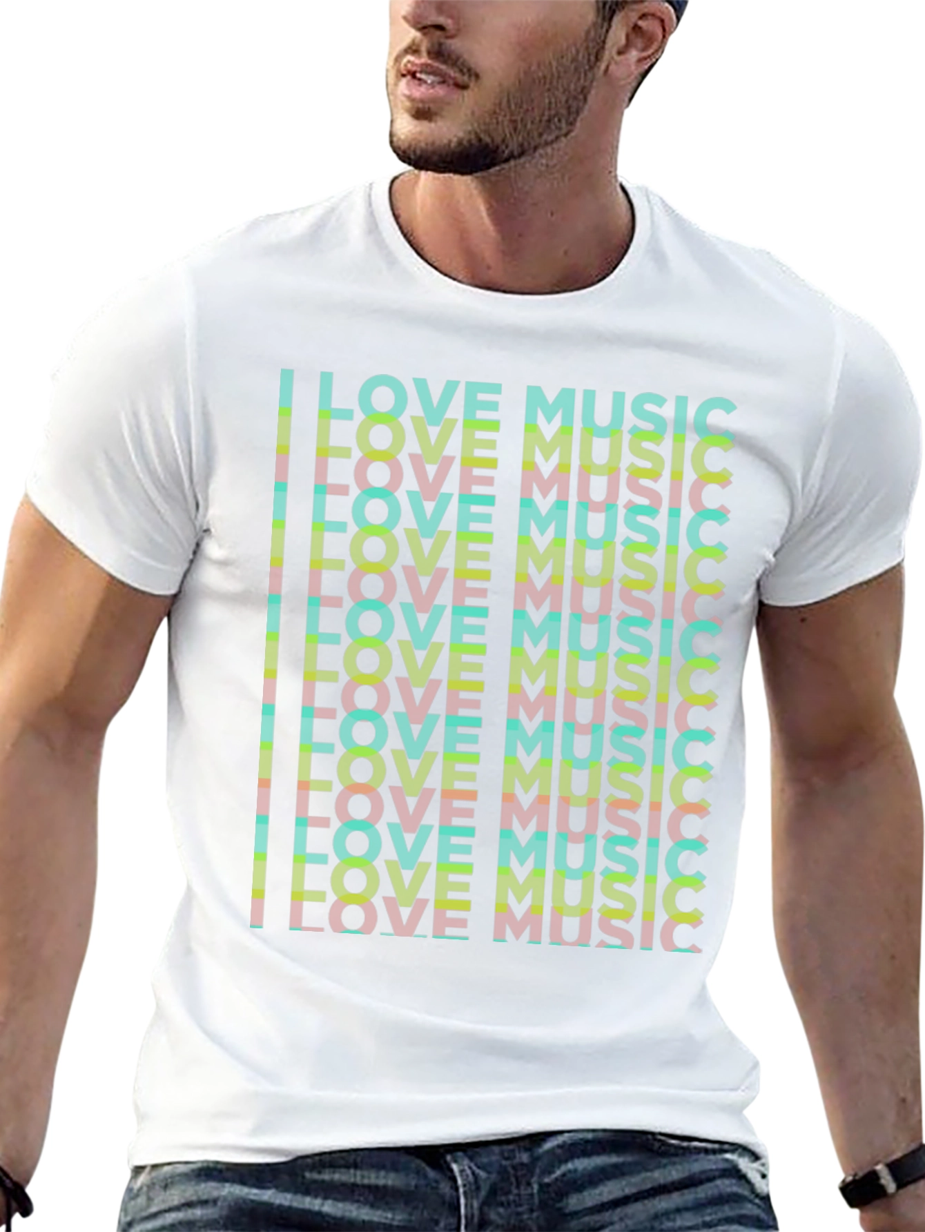 I Love Music Graphic Black T-Shirt