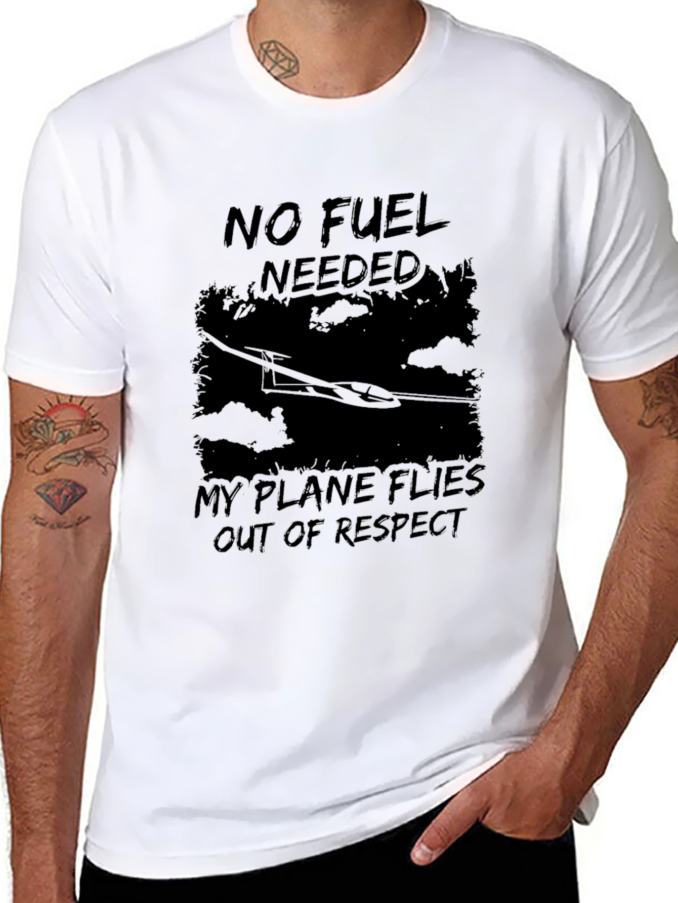 No Fuel Needed Glider T-Shirt - Respect Flies