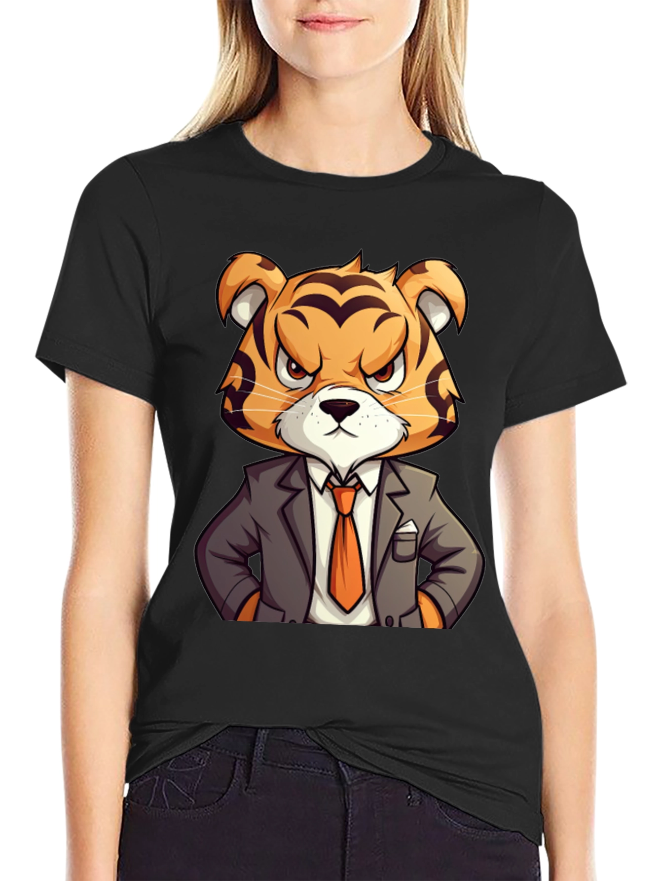 Tiger Boss Graphic T-Shirt - Cool Cartoon Design