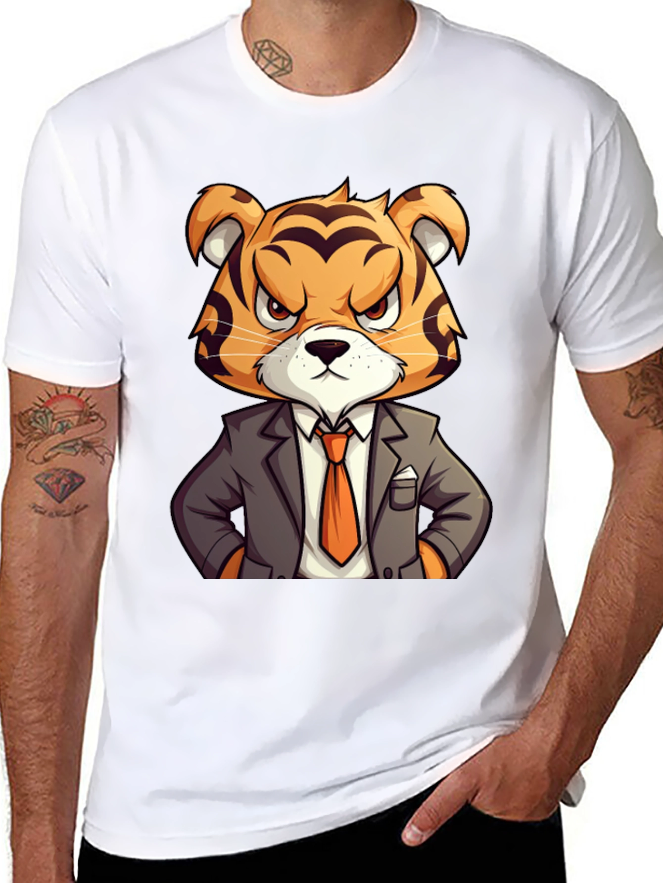 Tiger Boss Graphic T-Shirt - Cool Cartoon Design