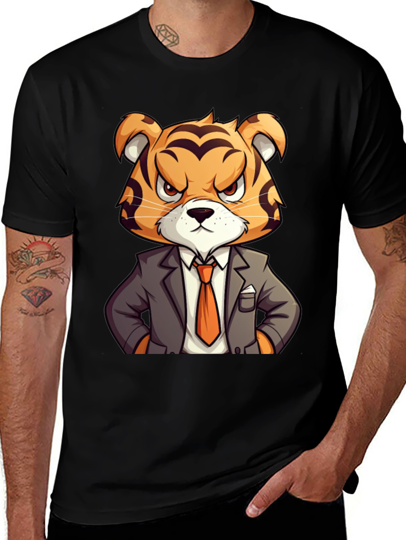 Tiger Boss Graphic T-Shirt - Cool Cartoon Design