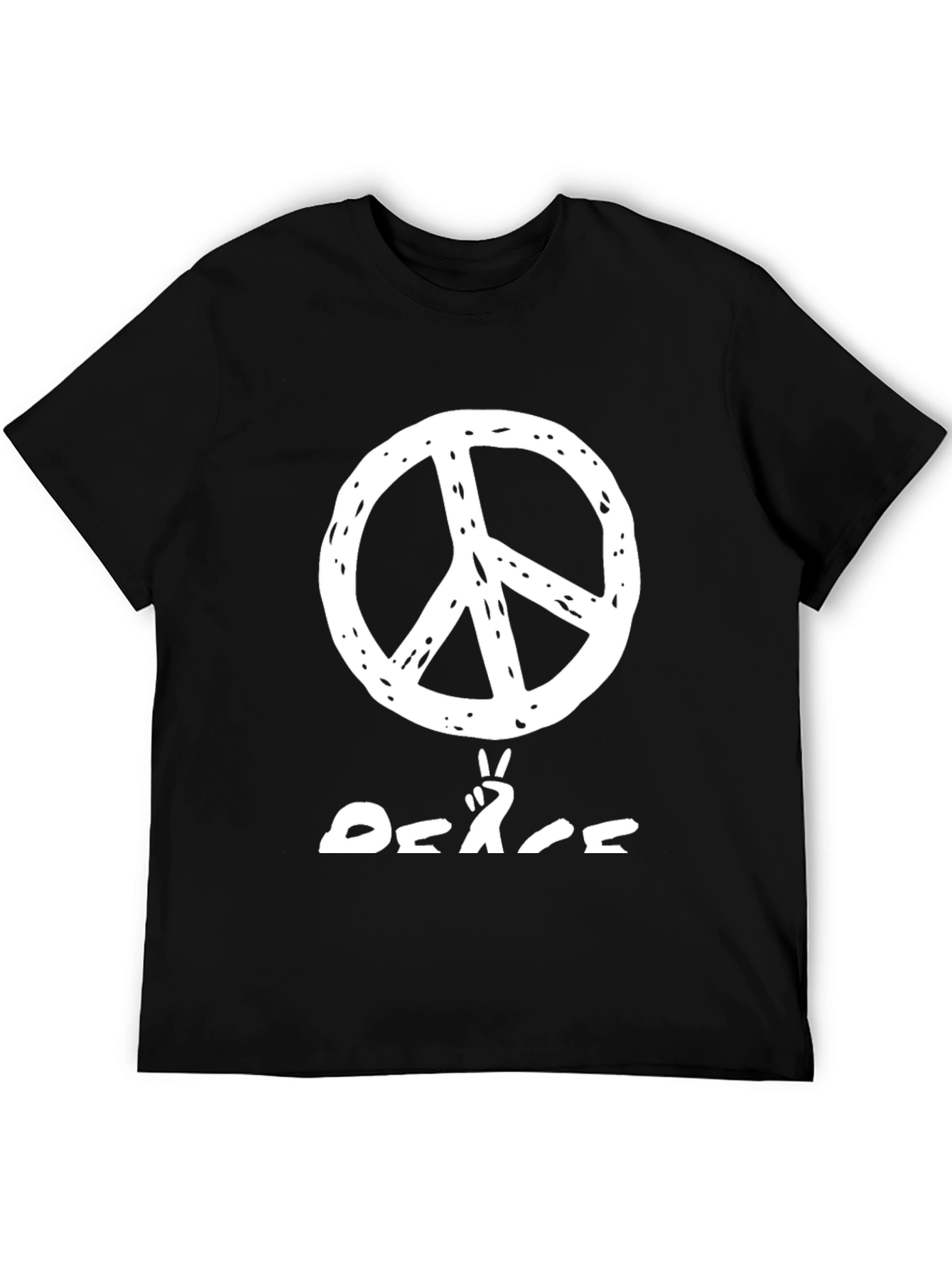 Peace Sign Graphic Tee - Casual Black T-Shirt