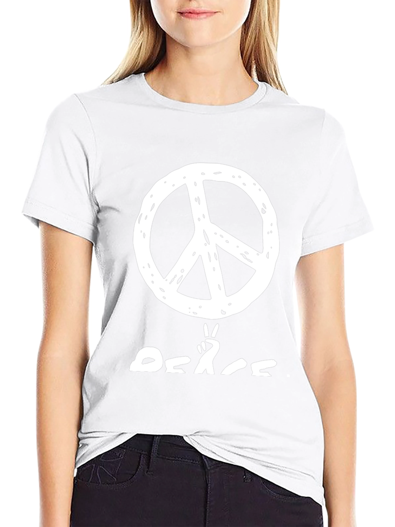Peace Sign Graphic Tee - Casual Black T-Shirt