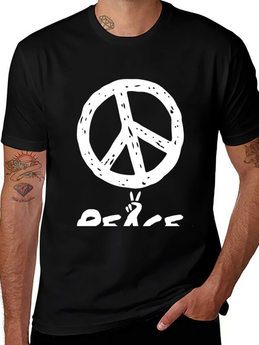 Peace Sign Graphic Tee - Casual Black T-Shirt