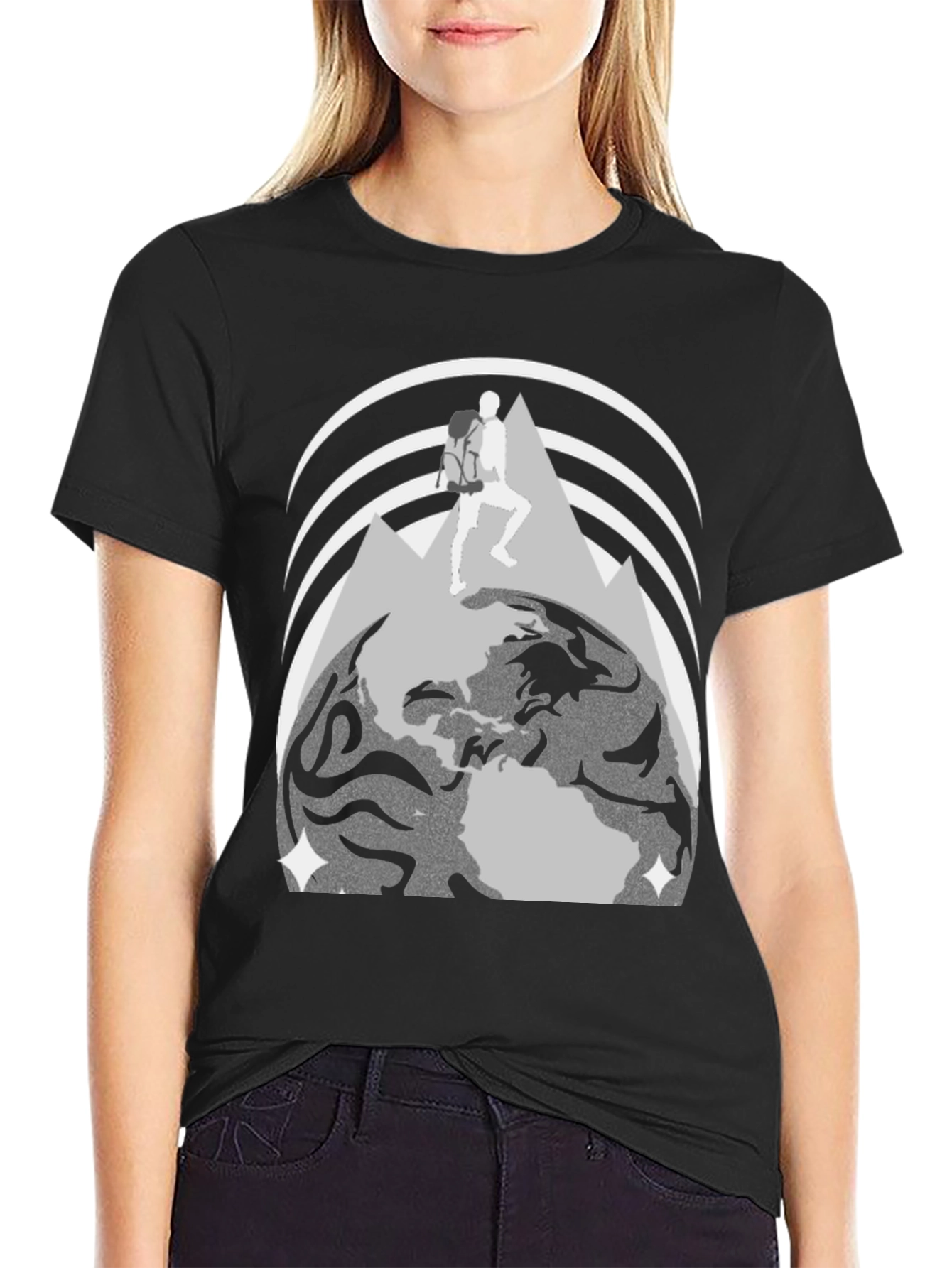 Adventure Seeker Graphic T-Shirt - Globe & Mountain Design