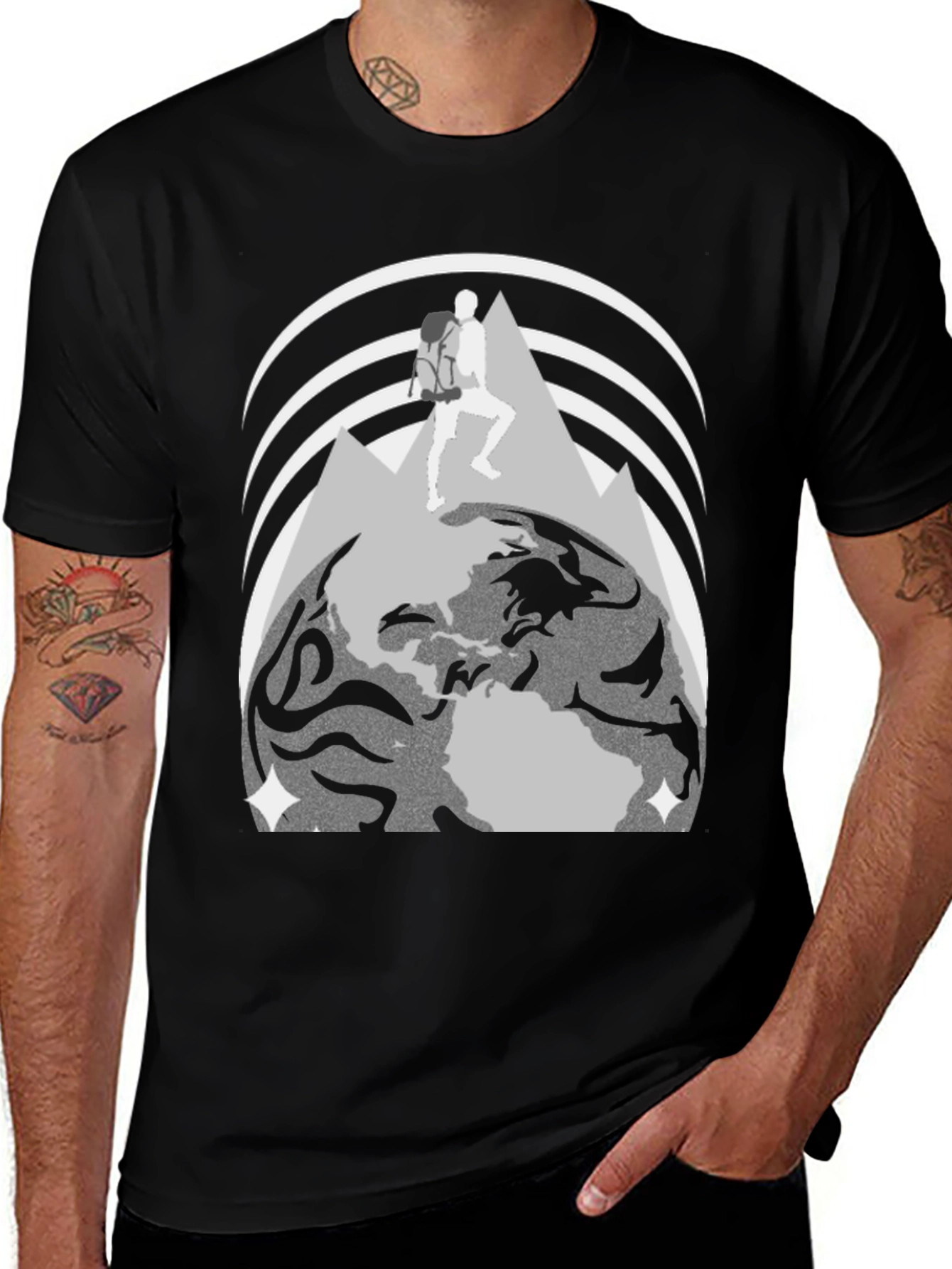 Adventure Seeker Graphic T-Shirt - Globe & Mountain Design