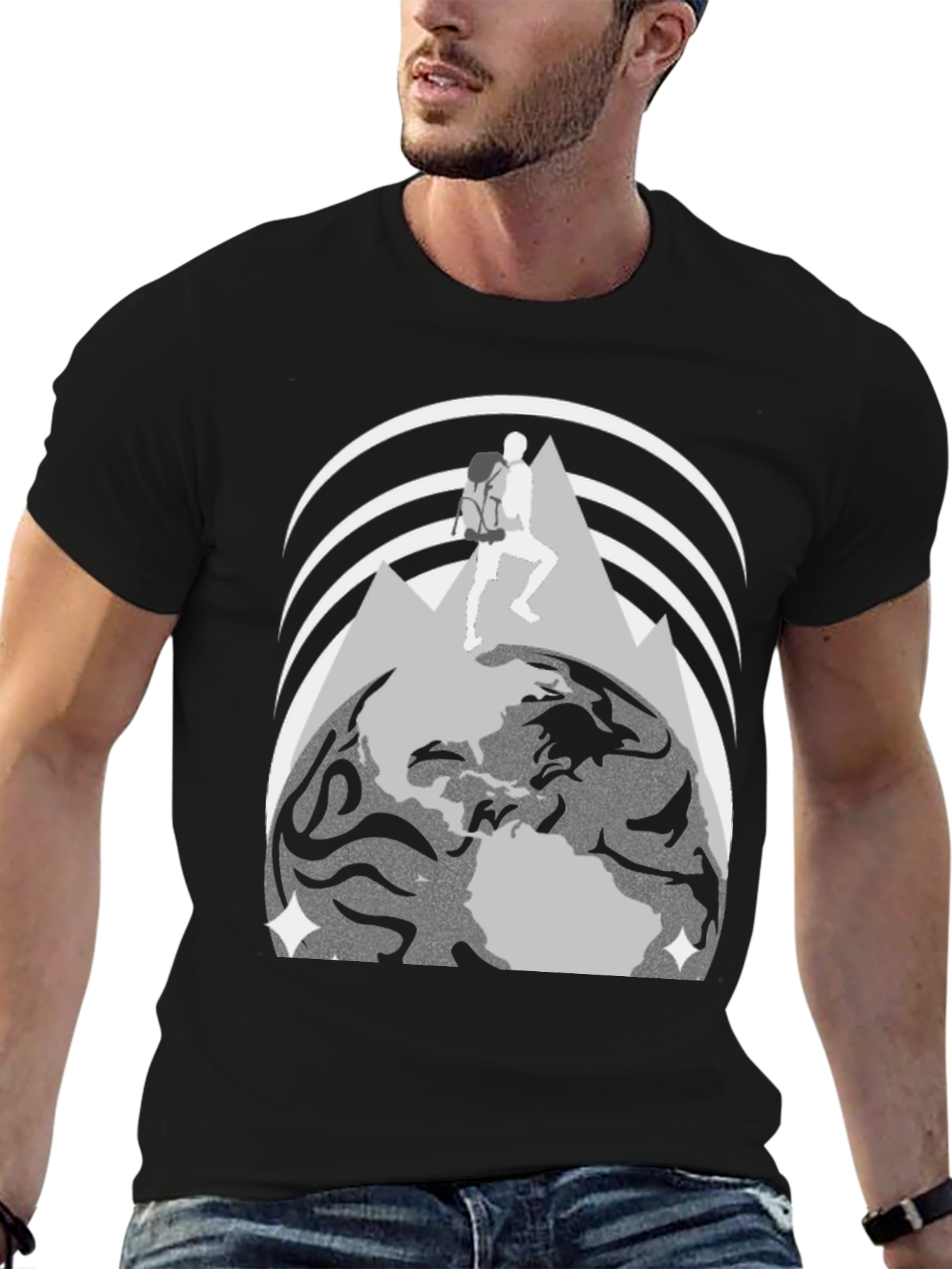 Adventure Seeker Graphic T-Shirt - Globe & Mountain Design