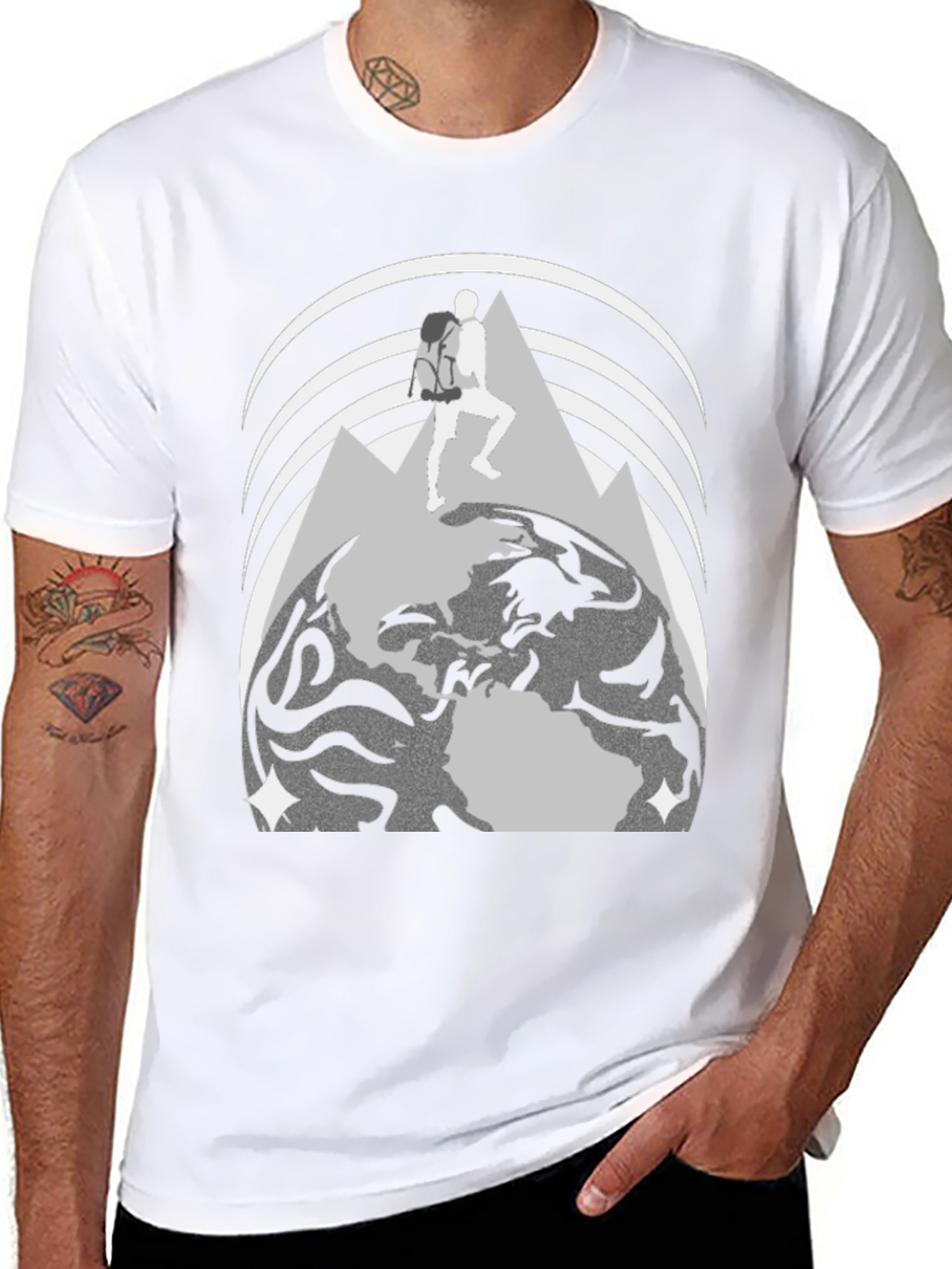 Adventure Seeker Graphic T-Shirt - Globe & Mountain Design