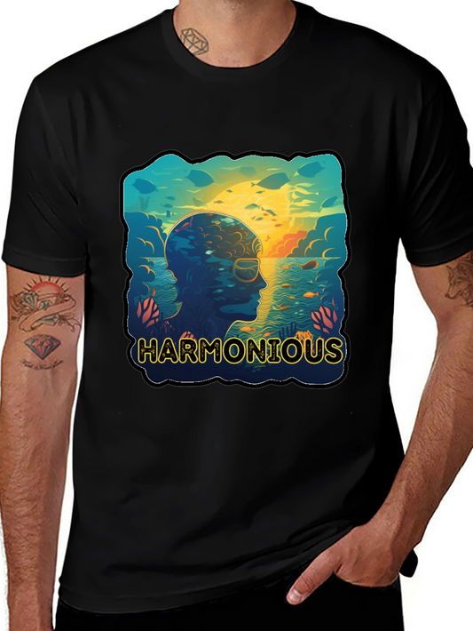 Harmonious Ocean Mind T-Shirt - Black Cotton Tee