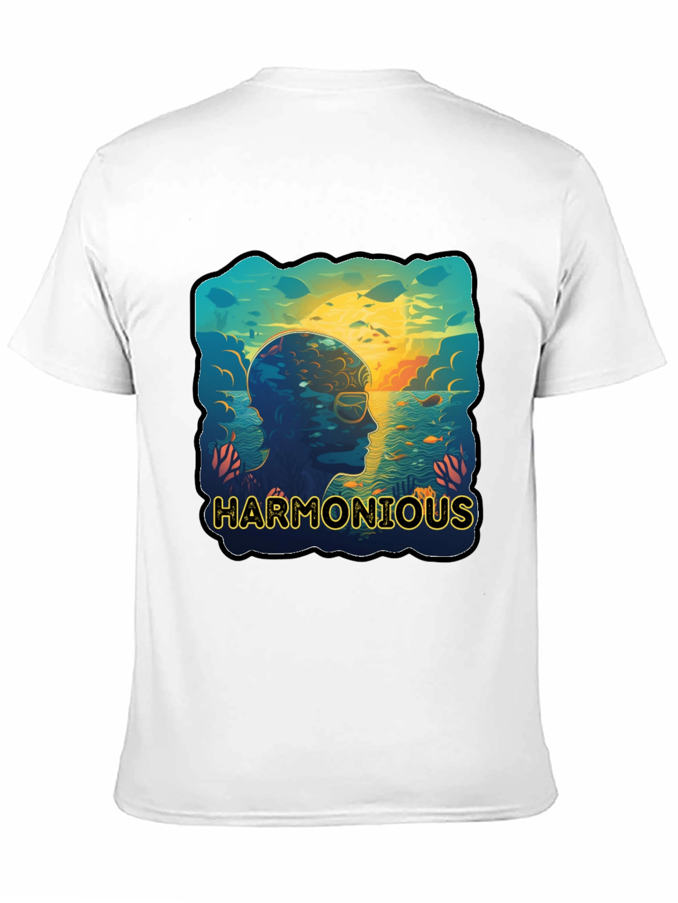 Harmonious Ocean Mind T-Shirt - Black Cotton Tee