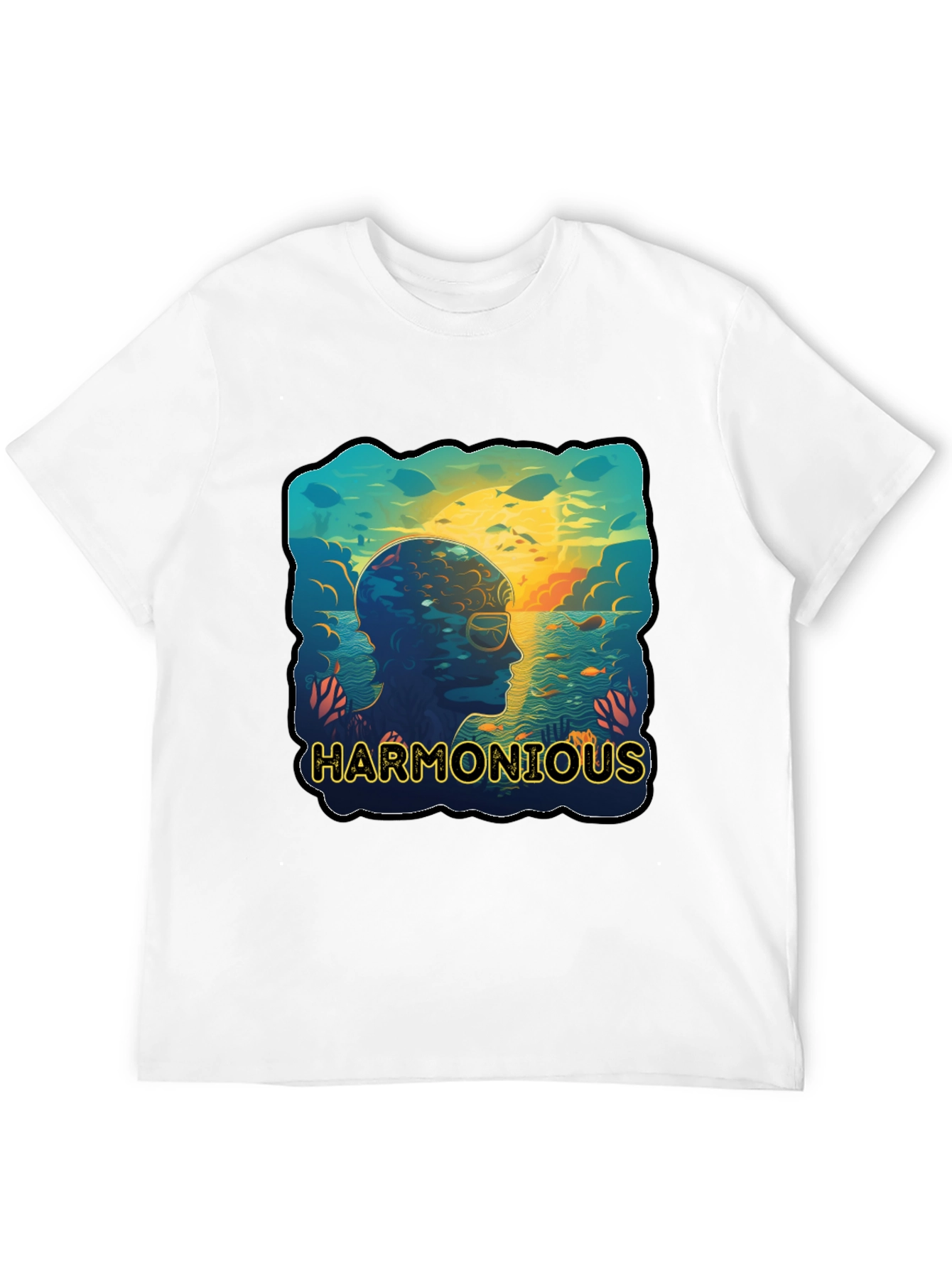 Harmonious Ocean Mind T-Shirt - Black Cotton Tee