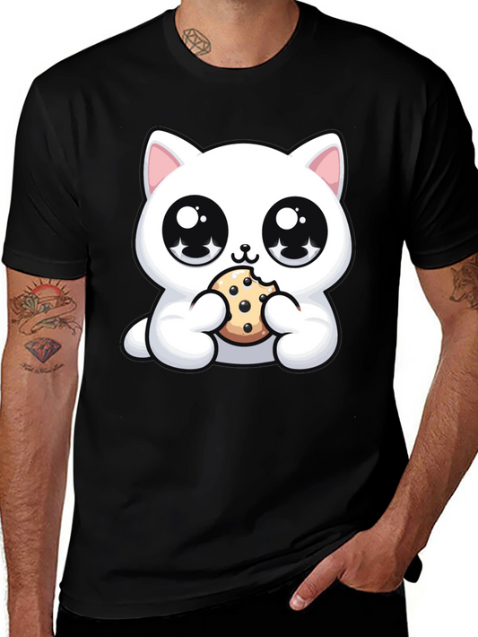 Cute Kitten Eating Cookie Graphic T-Shirt
