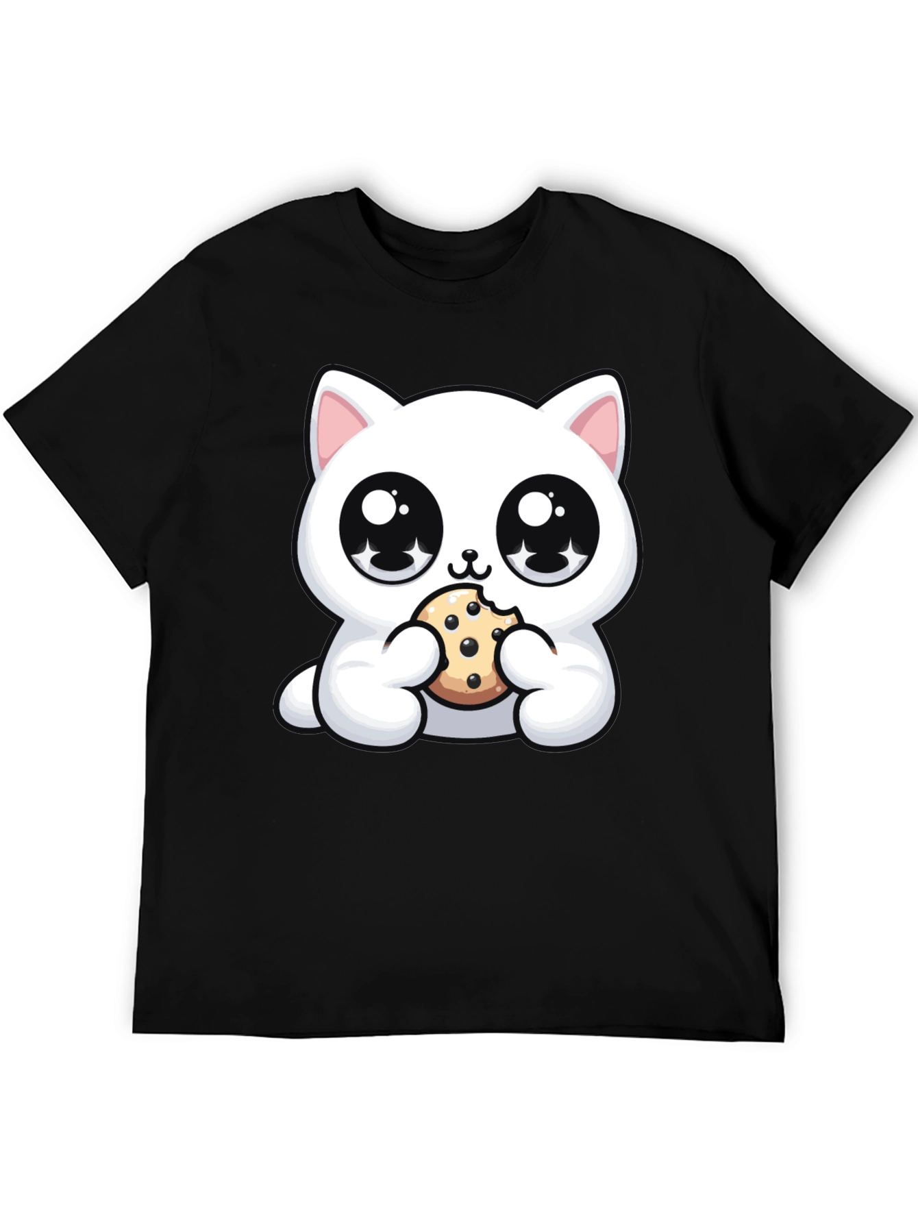 Cute Kitten Eating Cookie Graphic T-Shirt