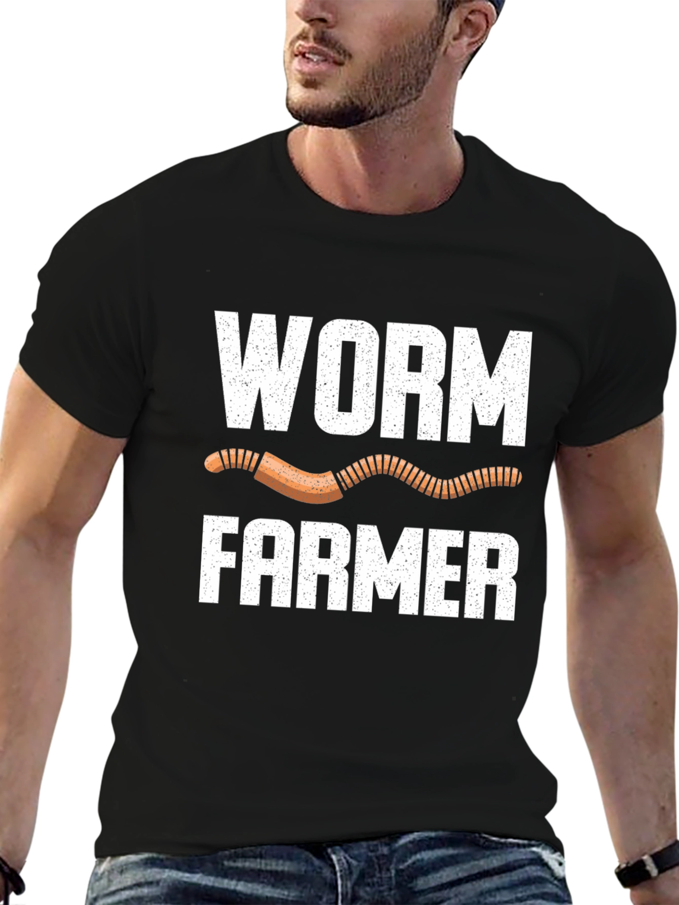 Worm Farmer Graphic Tee - Black Cotton T-Shirt