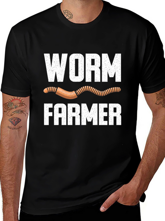 Worm Farmer Graphic Tee - Black Cotton T-Shirt