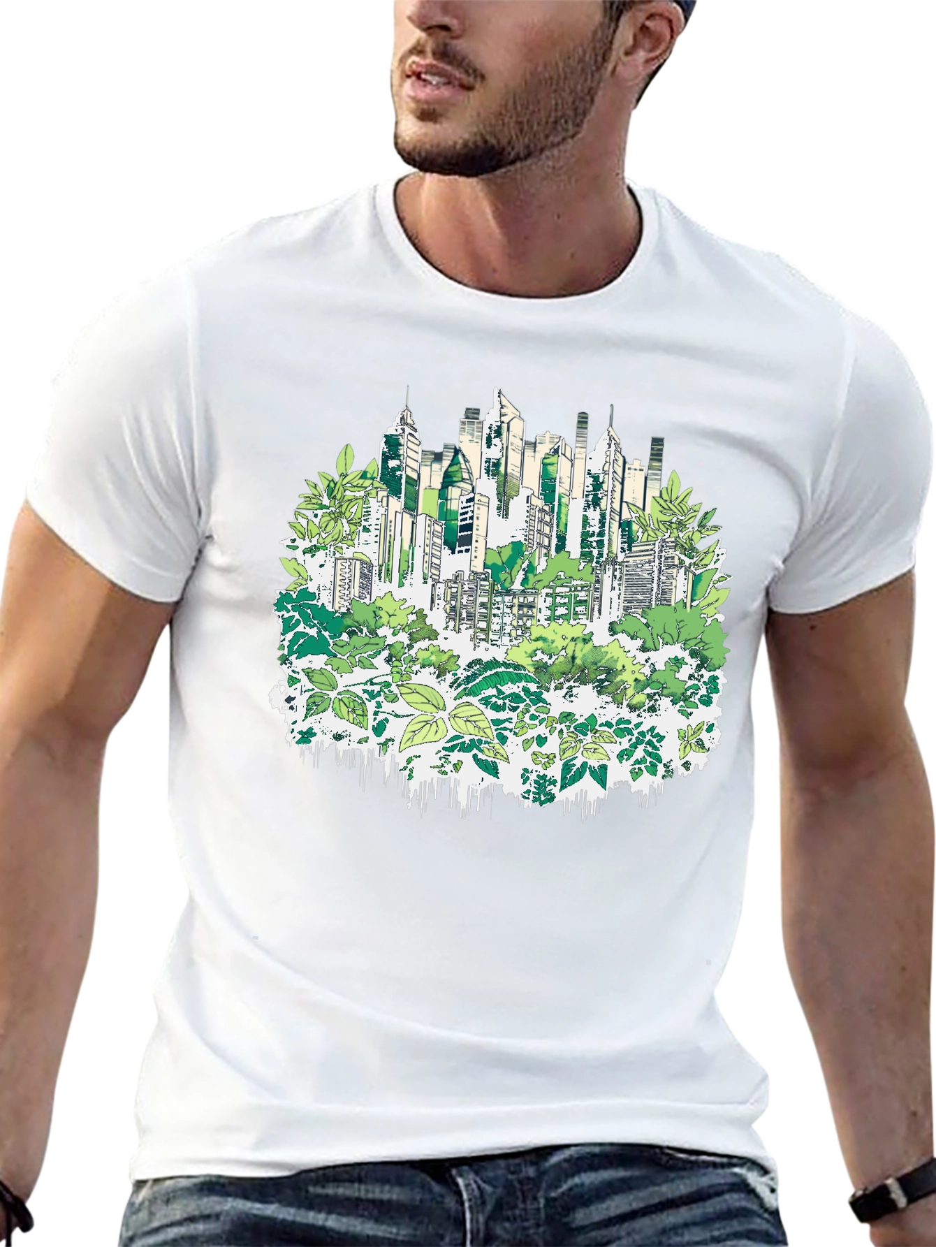 Urban Jungle T-Shirt - Eco Cityscape Design