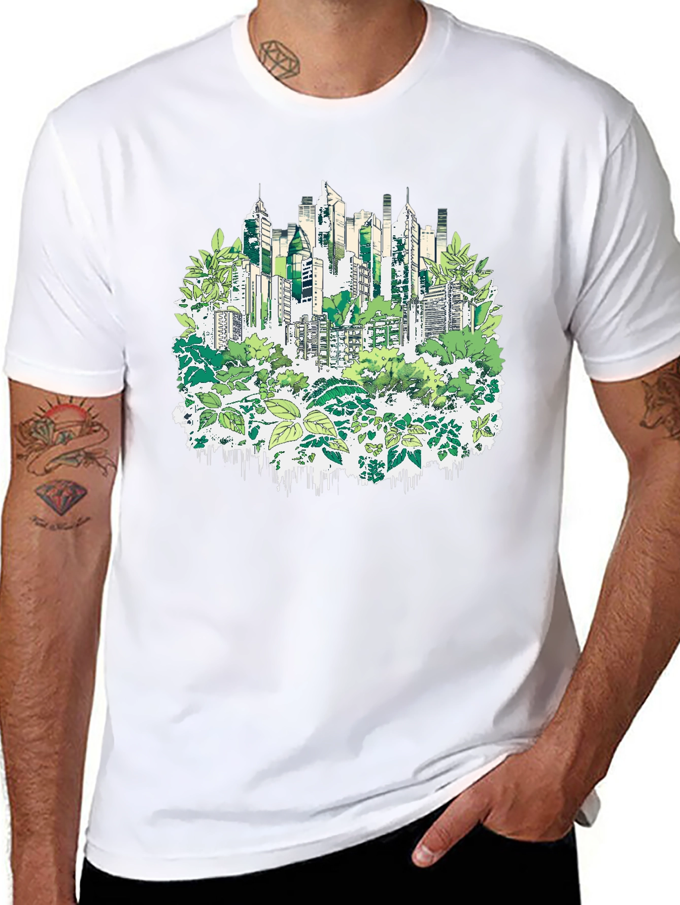Urban Jungle T-Shirt - Eco Cityscape Design