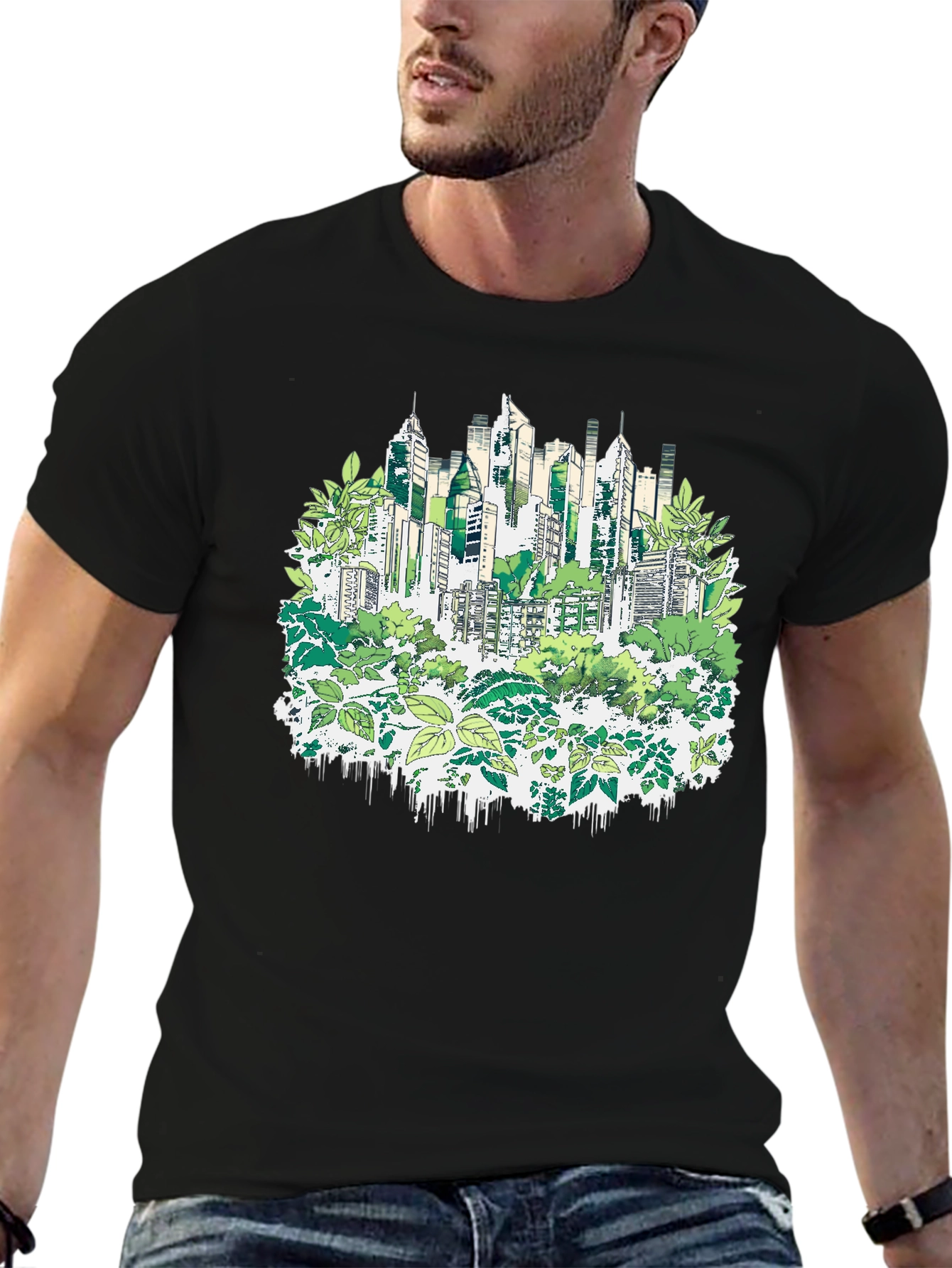 Urban Jungle T-Shirt - Eco Cityscape Design