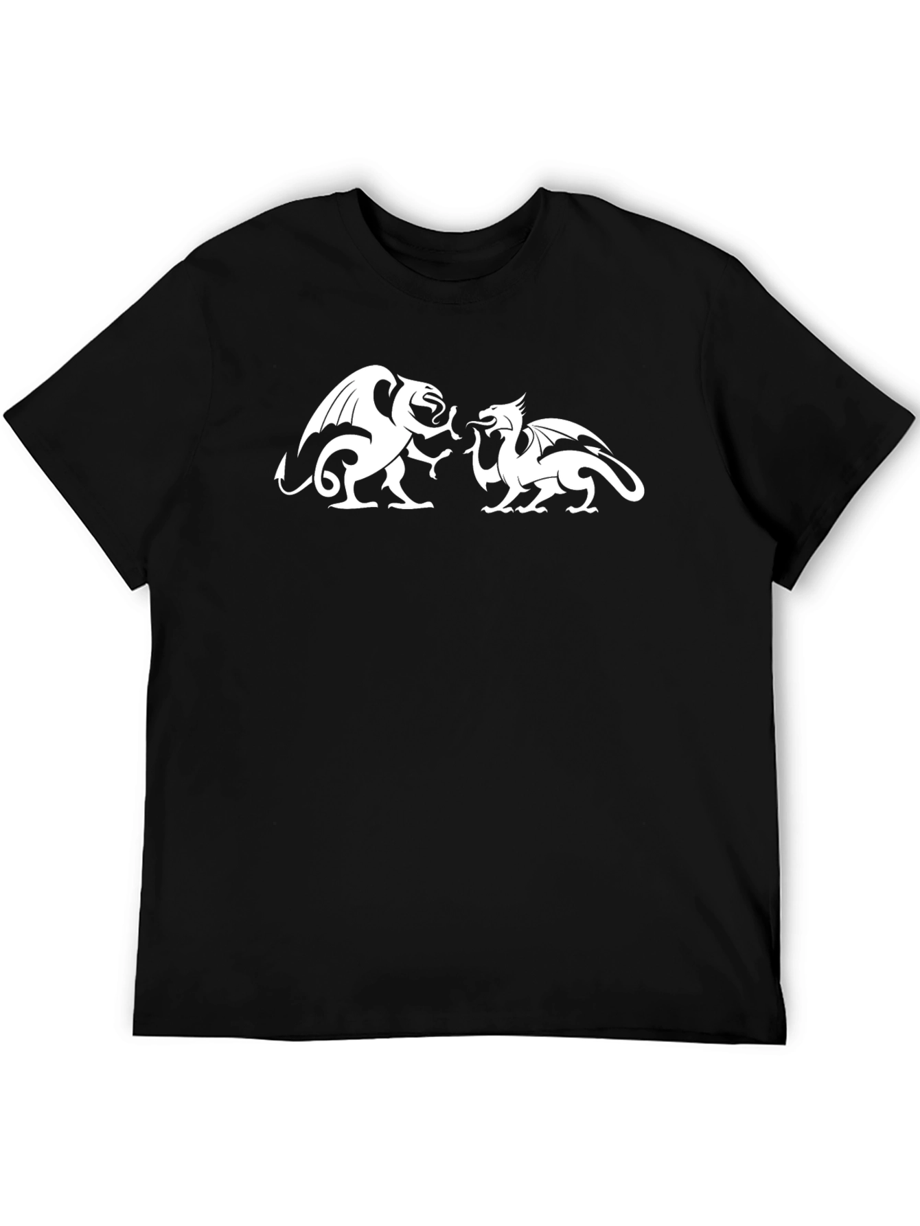 Dragon Duel Graphic Tee - Black Cotton T-Shirt