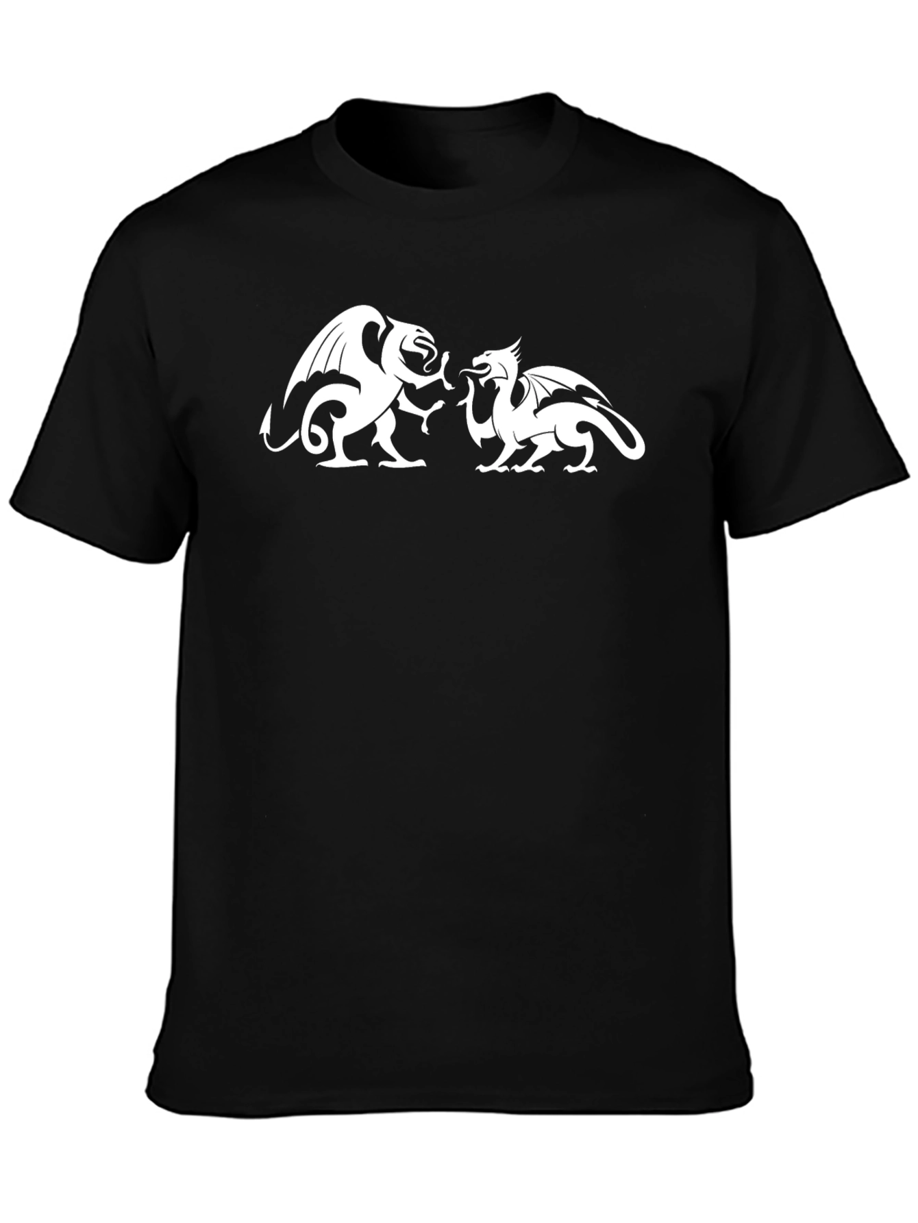 Dragon Duel Graphic Tee - Black Cotton T-Shirt