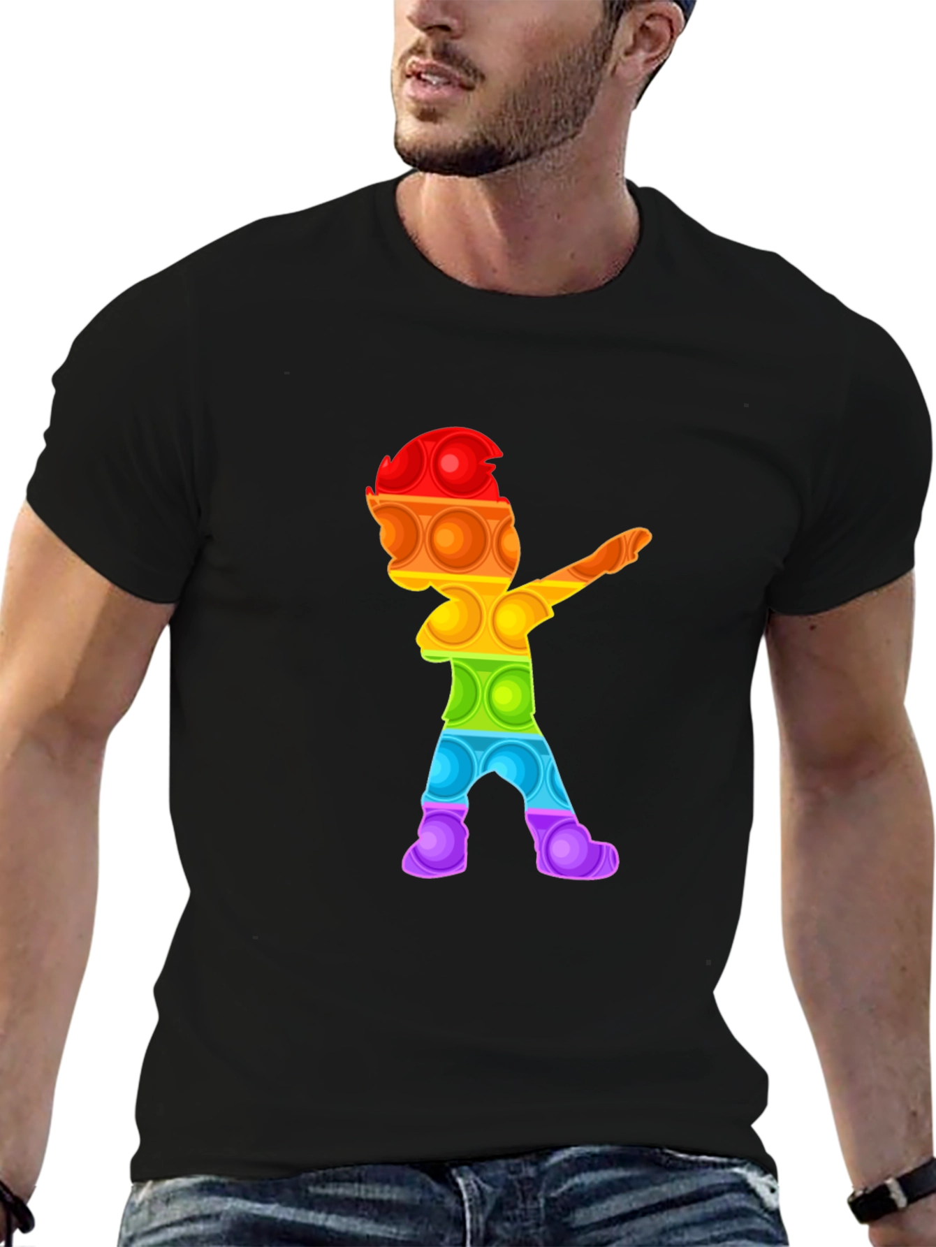 Rainbow Pop It Dab T-Shirt - Fun Design