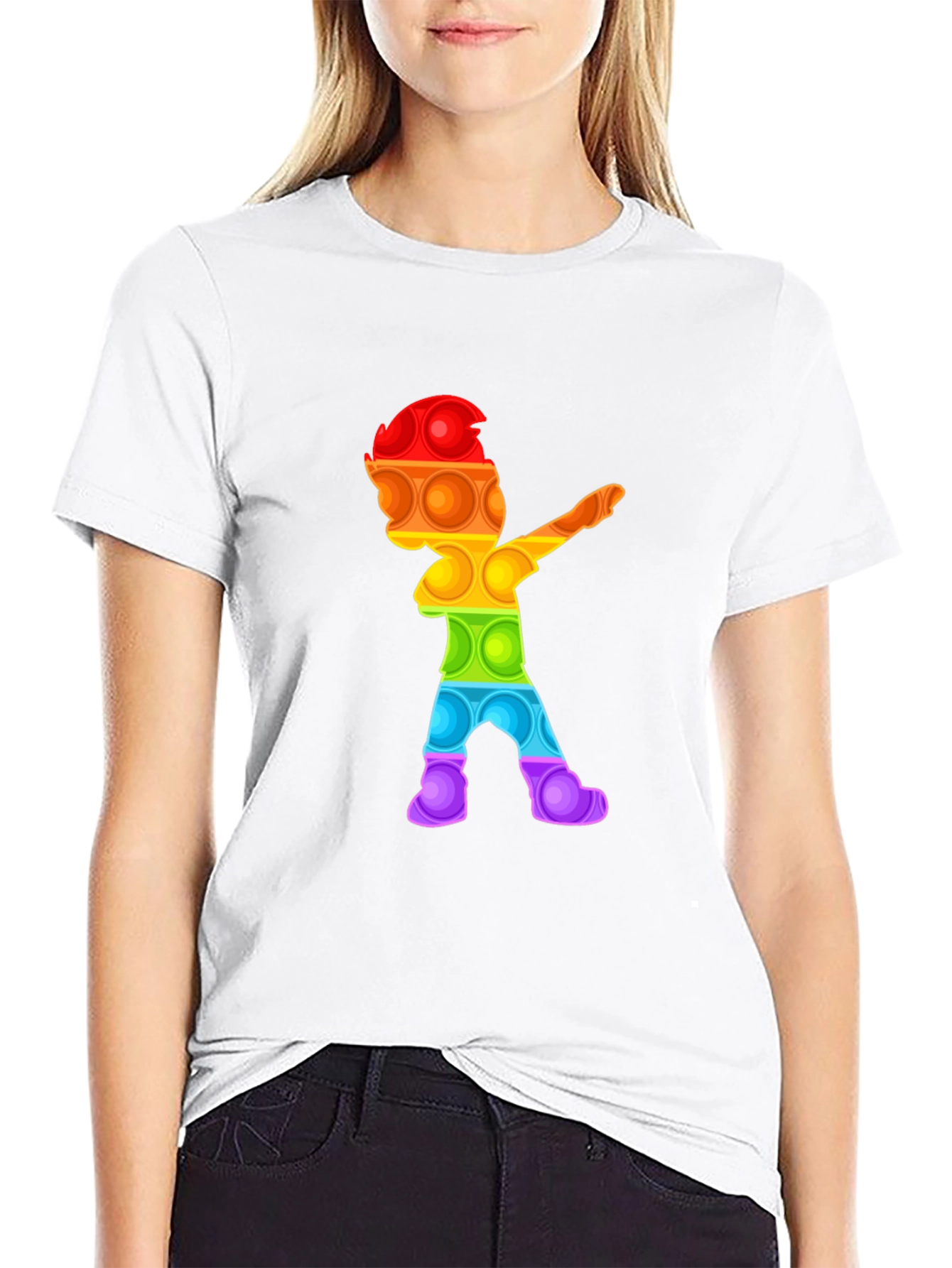 Rainbow Pop It Dab T-Shirt - Fun Design